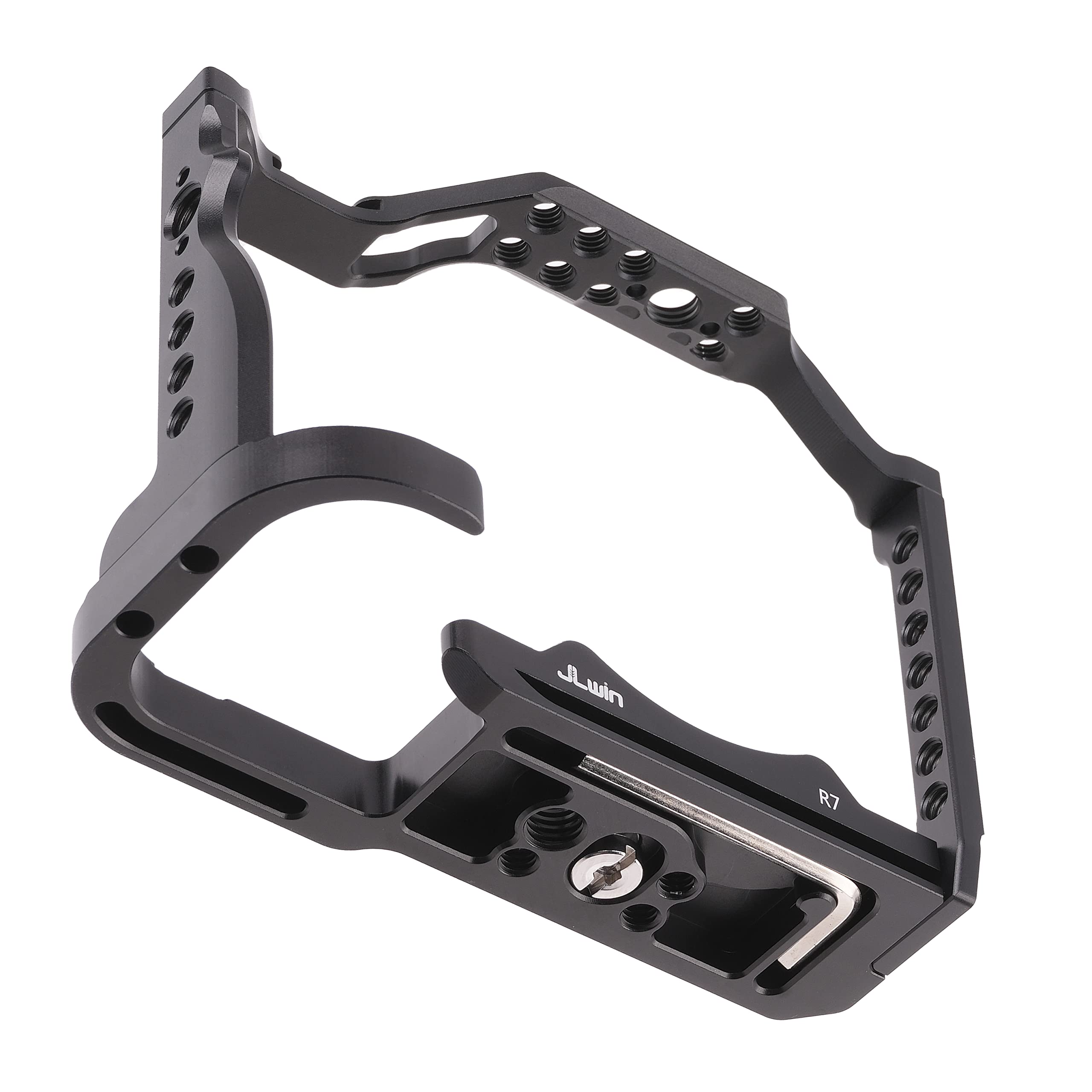 EOS R7 Cage, Hersmay Aluminium Kamerakäfig Camera Cage für Canon EOS R7 spiegellose Kameras, Vlogging Video Dreharbeiten Filmmaking Rig Stabilizer mit 1/4" Befestigung und 3/8" Arri Aufnahmebohrung