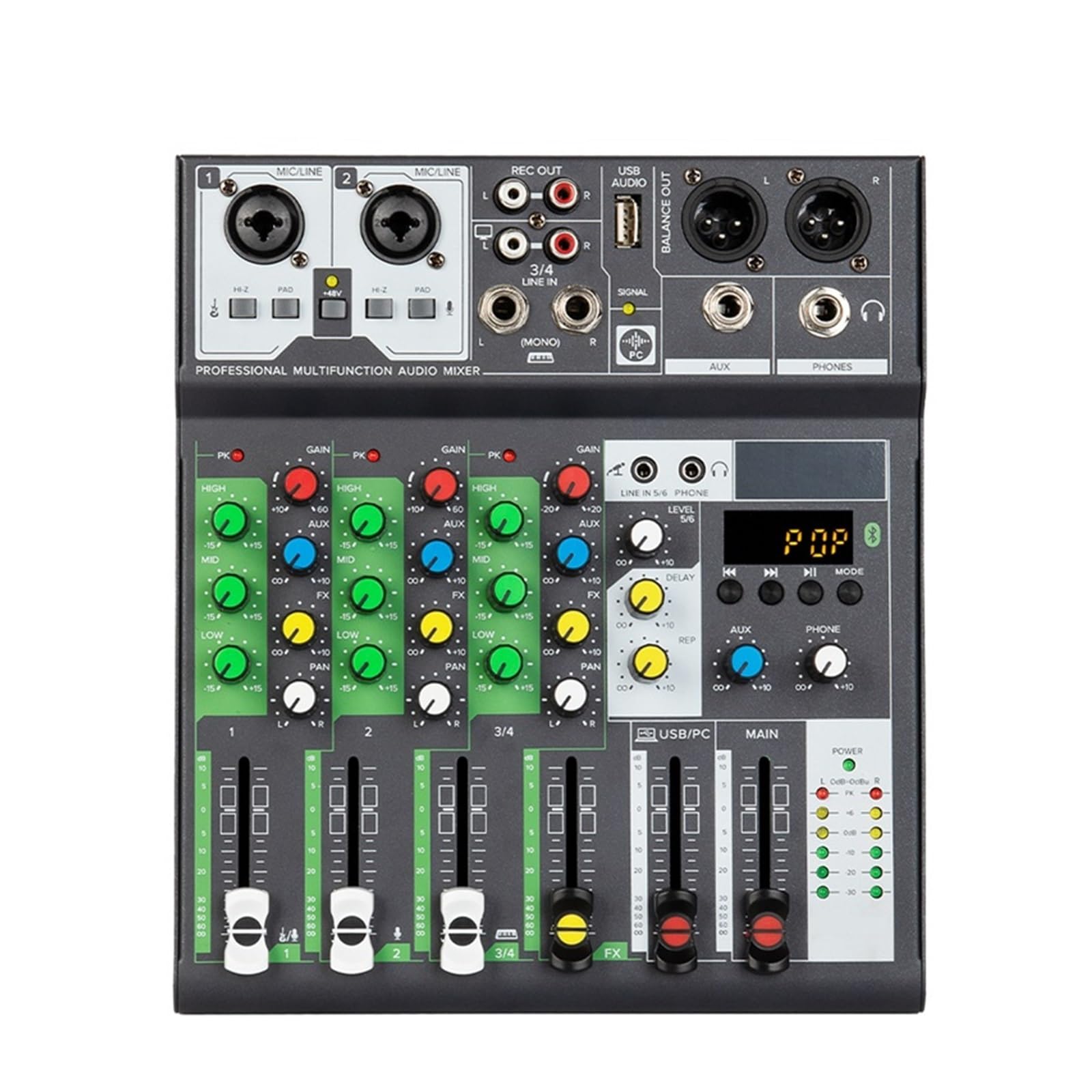 A4 Konsola Miksująca Dźwięk USB Komputer Nagrywający 48V Zasilanie Phantom Opóźnienie Powtórzenia Efekt 4 Kanały USB Mikser Audio