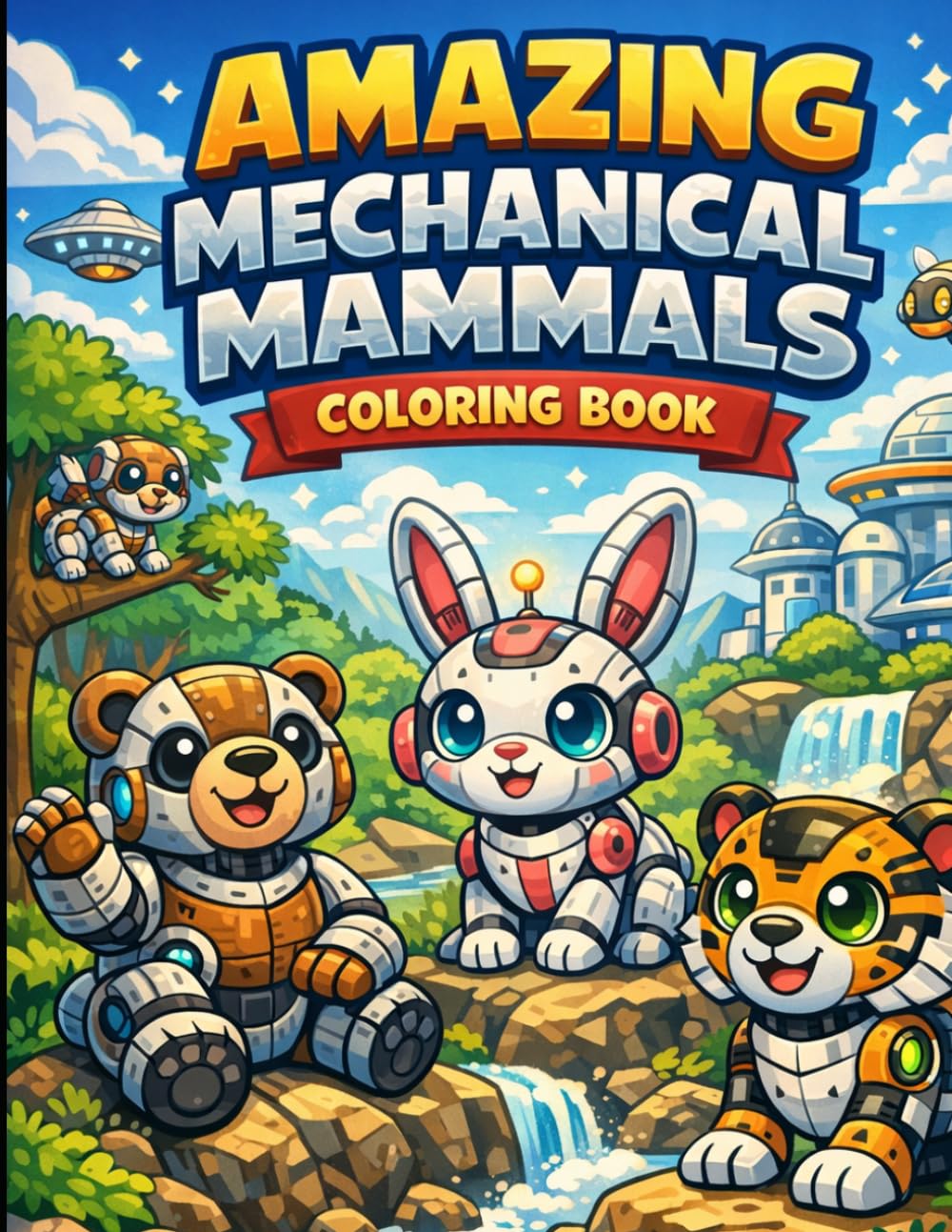 Amazing Robot Mammals Coloring Book for Kids: Fun Robotic Animal Coloring Pages for Boys & Girls Ages 3–6 | Cute Mechanical Mammals, Easy Coloring Activities for Toddlers and Preschoolers