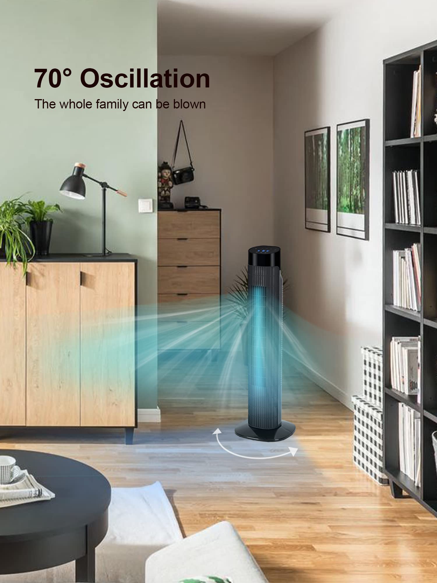 Uthfy Tower Fan for Bedroom,Fans That Blow Cold Air,80° Oscillating Fan with Remote,7.5H Timer,3 Speeds,Standing Fan Bladeless Fan Cooling Fan for Room Office 32 Inch