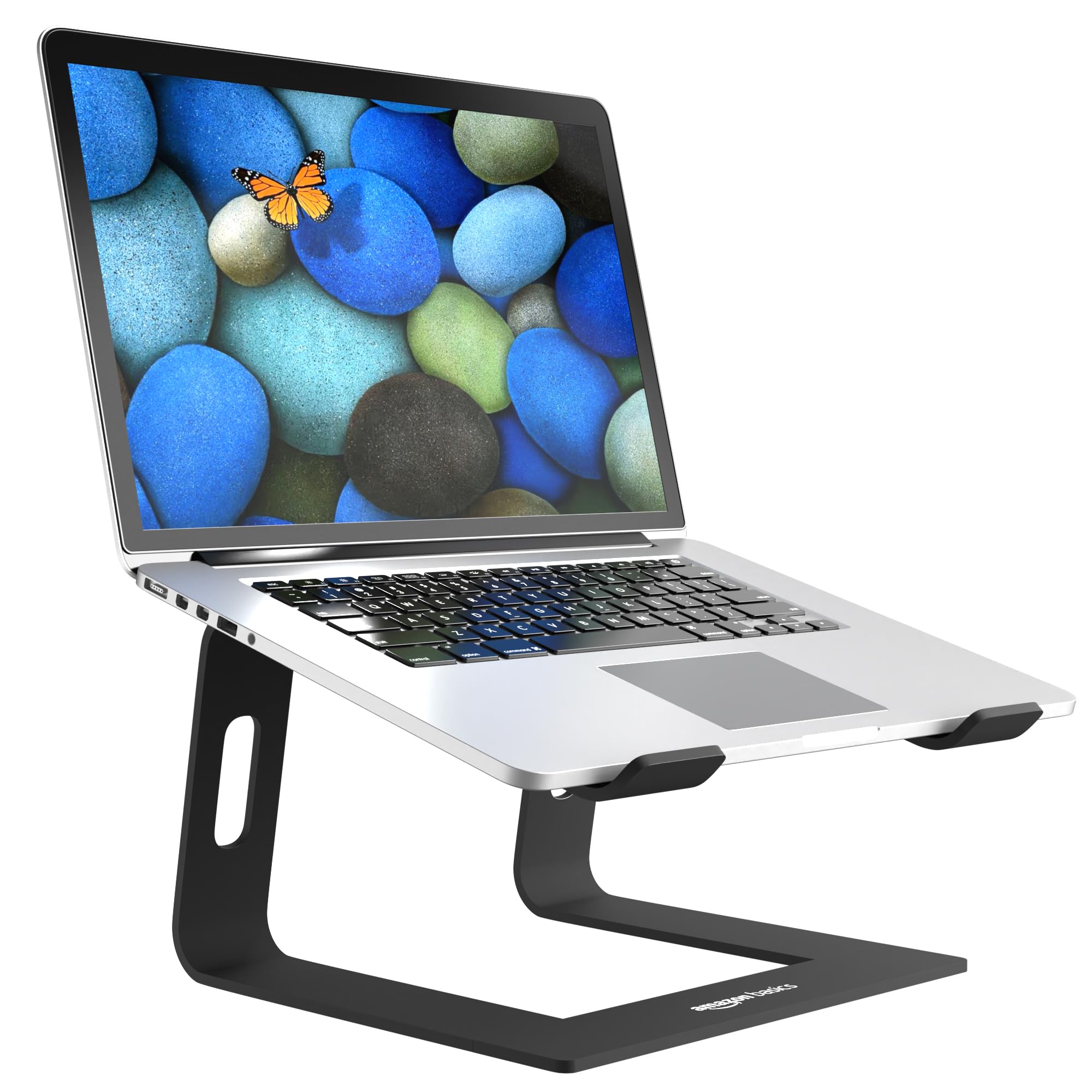 amazon basics Aluminium Laptop Stand | Sturdy Design | Heat Dissipation | Anti-Skid Padding (Black) (B0CW22ZLCZ) Amazon Price History, Amazon Price Tracker