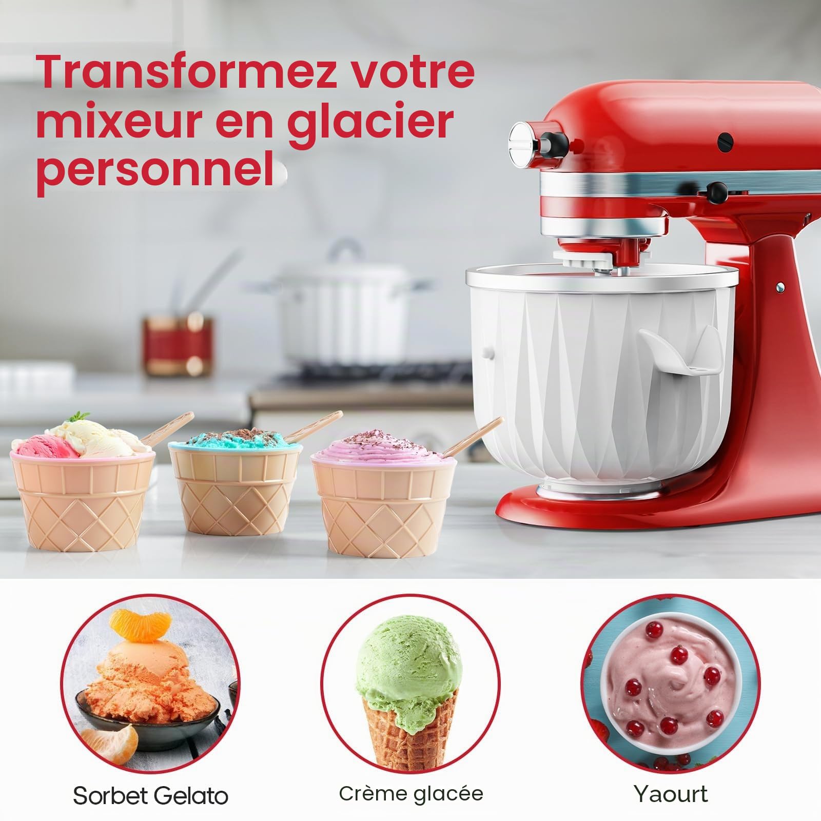 TPGSING Batteur Flex Edge pour Kitchenaid, Fouet pour Kitchenaid Robot Pâtissier, Convient à 4.5-5 Quart Attachement à Tête Inclinable pour Kitchenaid Mixeur avec Raclette