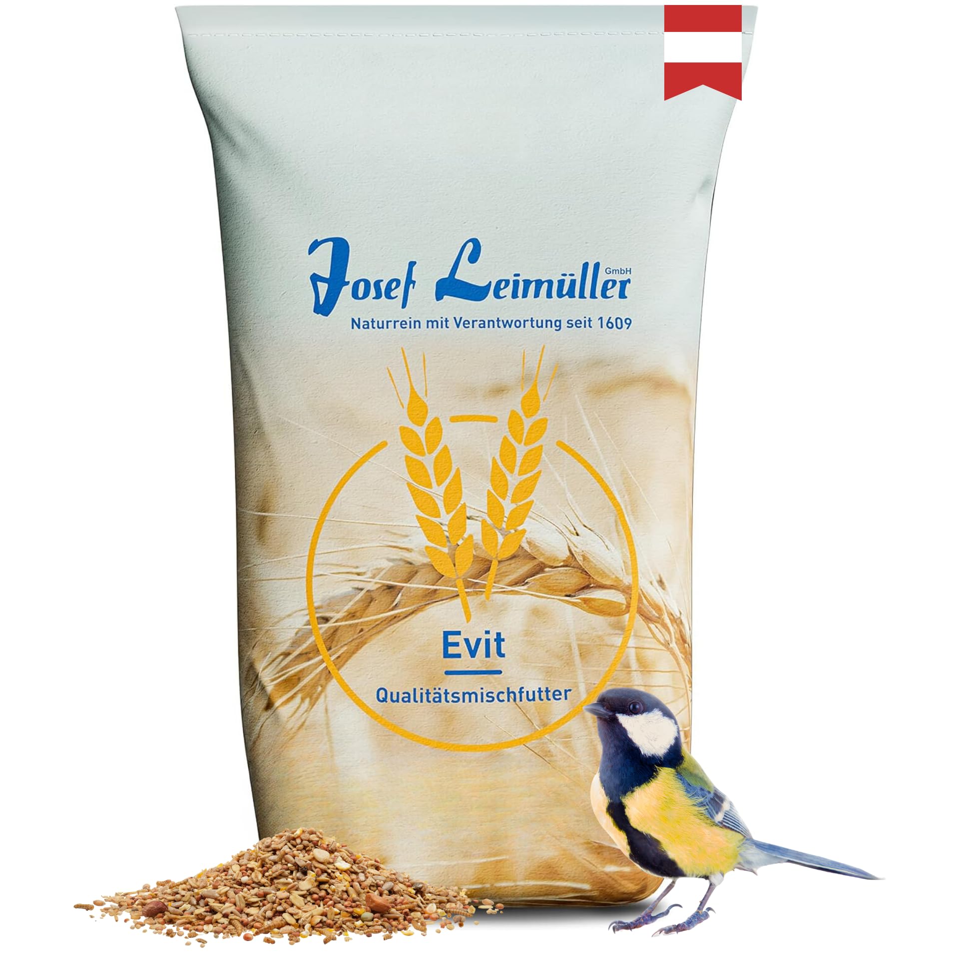 Leimüller Mangime per uccelli selvatici Energíe Plus 25 kg - Miscela ricca di energia - Con preziosi insetti, semi e frutta secca - Per tutte le stagioni e senza OGM