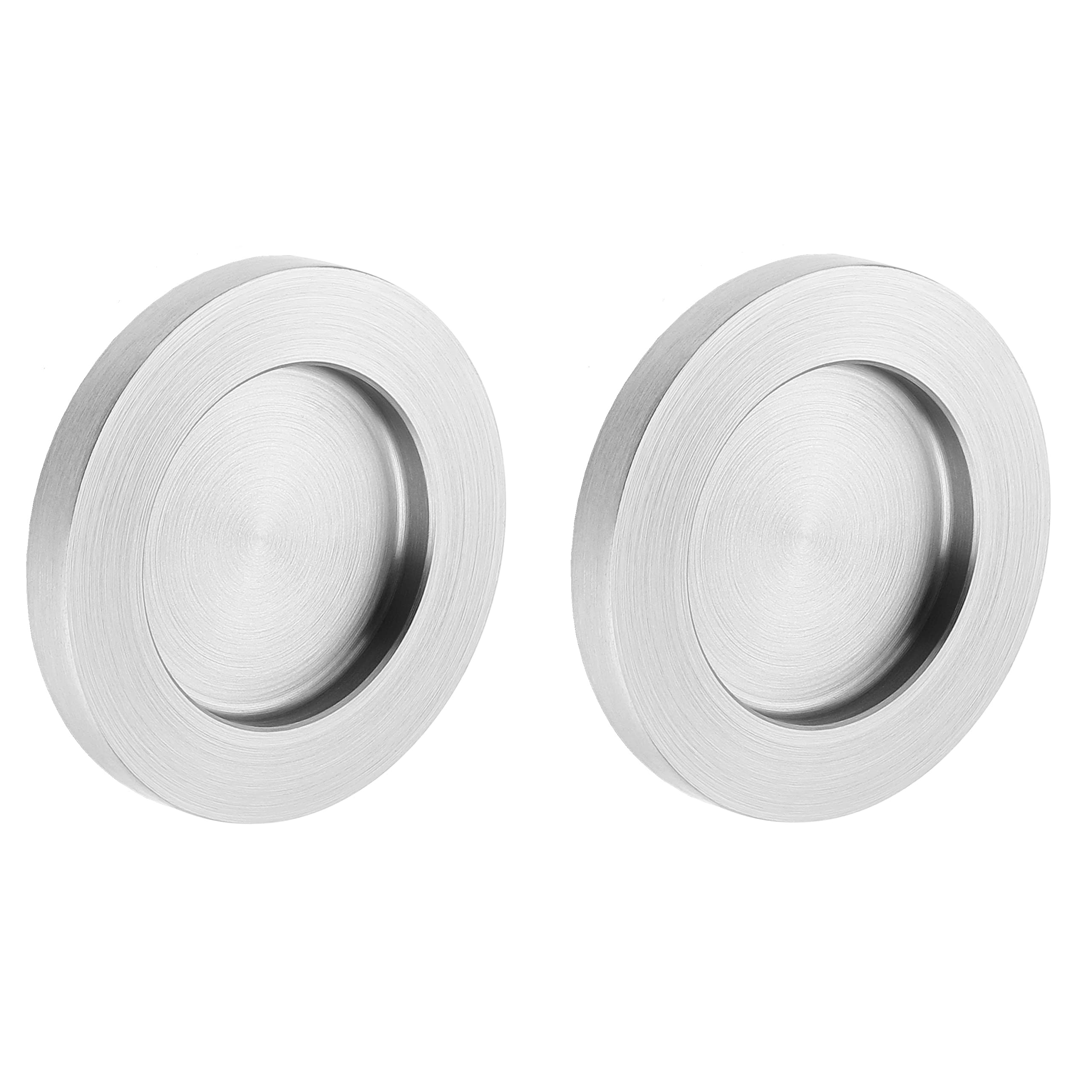 Stick-on Handle Shell Stainless Steel Look Round 70 x 8 mm 1 Pair