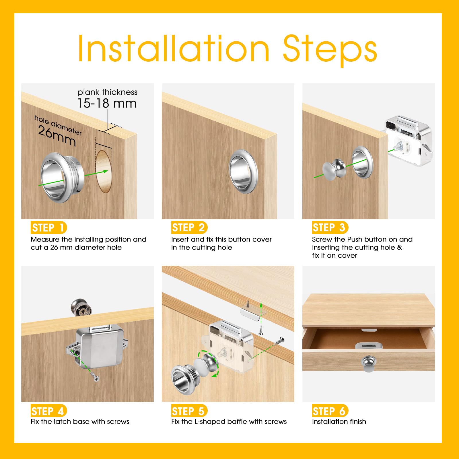 SUPAWAY Pack of 2 Metal Push Lock Lock - Image 4