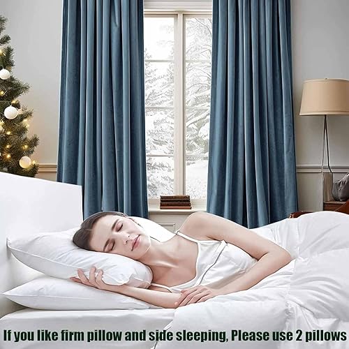 Miniatura 4 de Juego de 2 almohadas de cama planas suaves y esponjosas de tamaño estándar, para dormir de 20 x 26 pulgadas, almohada hipoalergénica, agradable a la