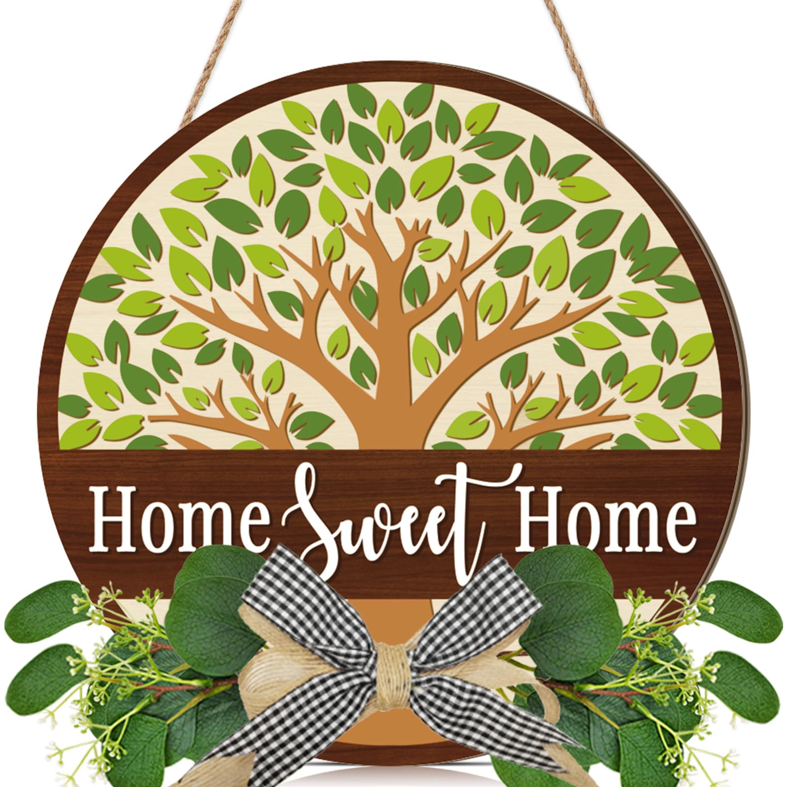 CHDITB Home Sweet Home Sign Boho Welcome Sign Front Door Wreath New Home — image 1