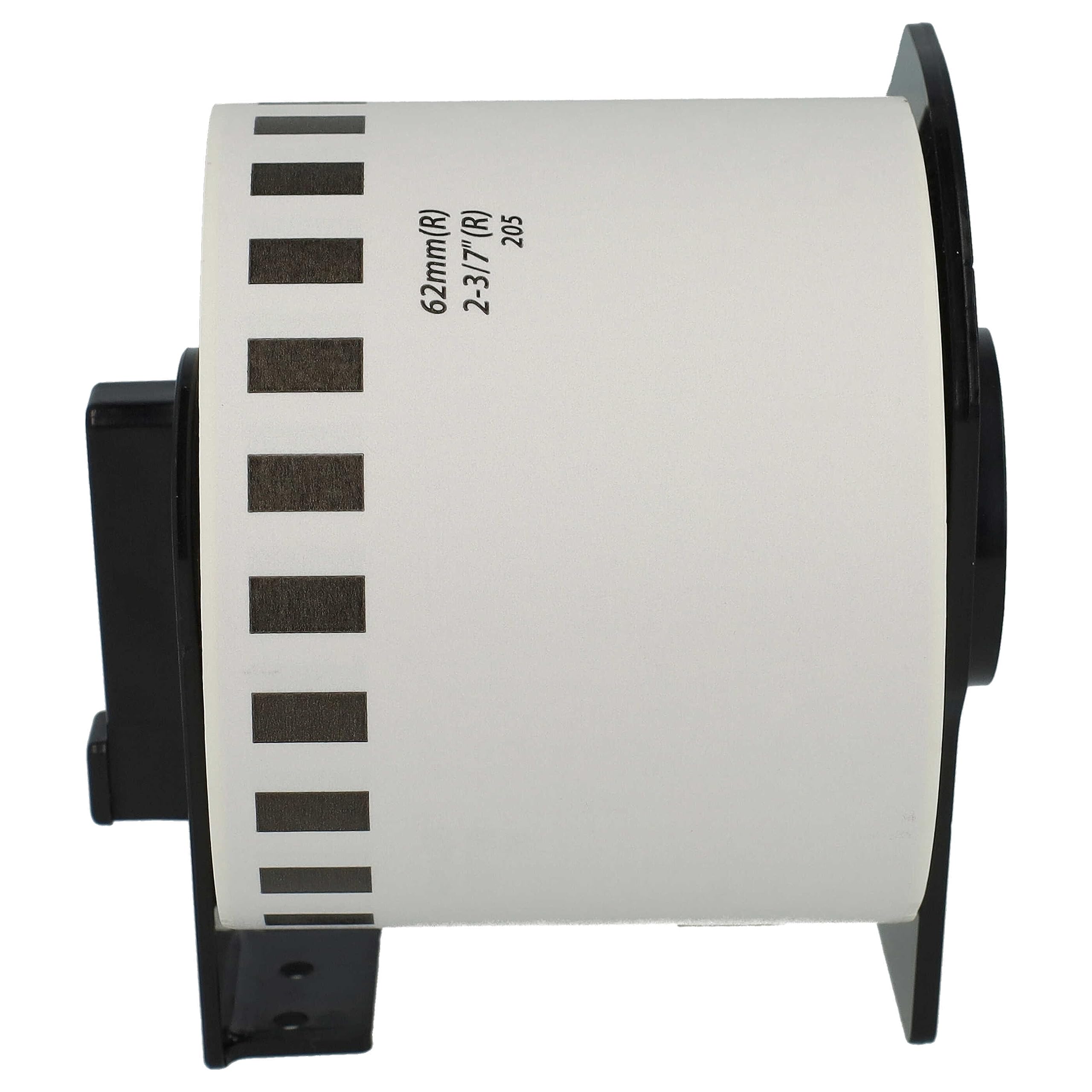 vhbw 5x Rouleau d'étiquettes + support 62mm x 30,48m remplacement Brother DK-44205 étiqueteuse détachable