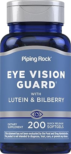 Piping Rock Suplemento de luteína y zeaxantina de 20 mg | 200 cápsulas de gel blando | con arándano | Vitaminas para la salud ocular de extracto de