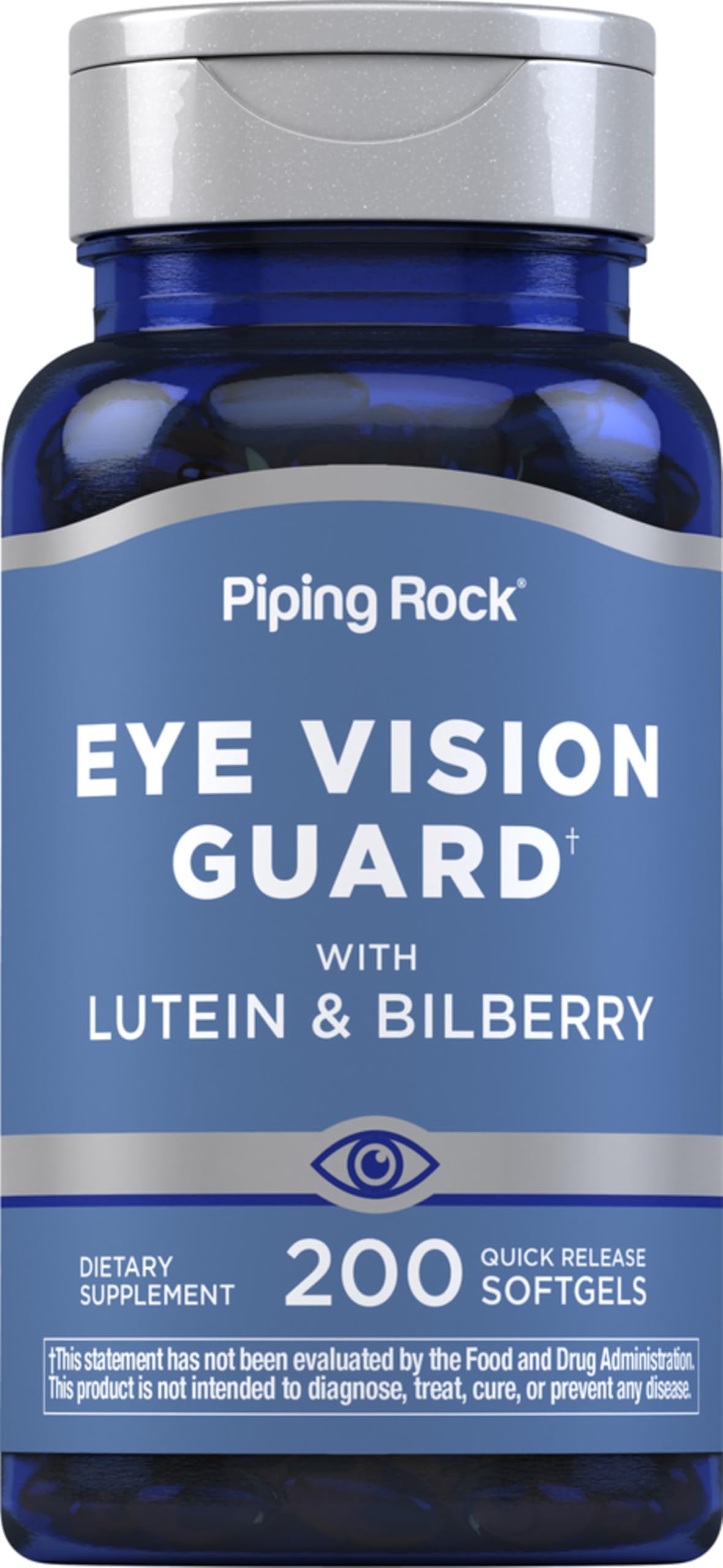 Piping Rock Lutein and Zeaxanthin Supplements | 200 Softgels | with Bilberry Extract | Eye Vision Vitamin | Non-GMO, Gluten Free