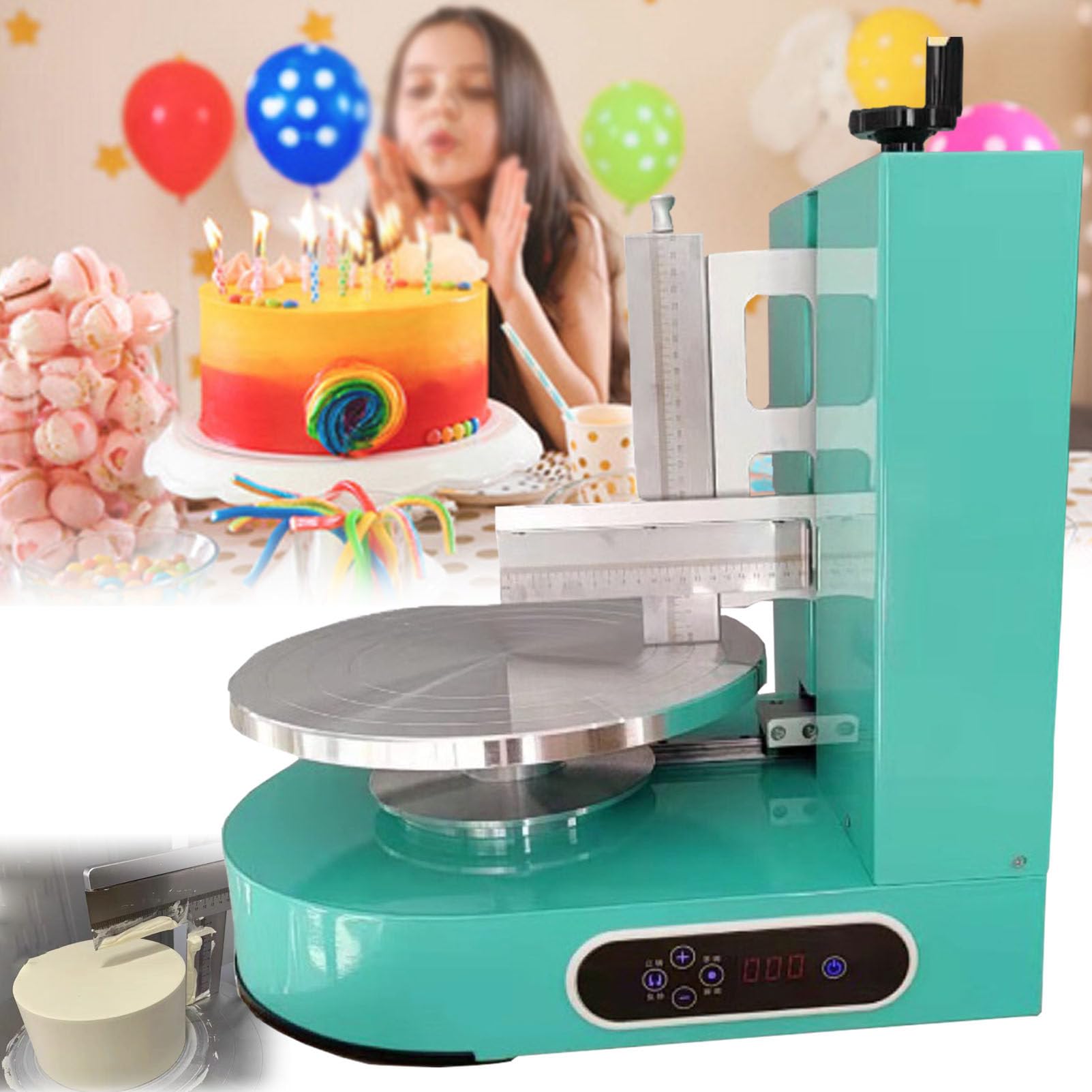 Esparcidor automático de Pasteles de 4-12 Pulgadas, Relleno de Recubrimiento de esparcidor de Mantequilla de Pastel Redondo, Herramienta Ajustable para Alisar glaseado de Pasteles (Green)