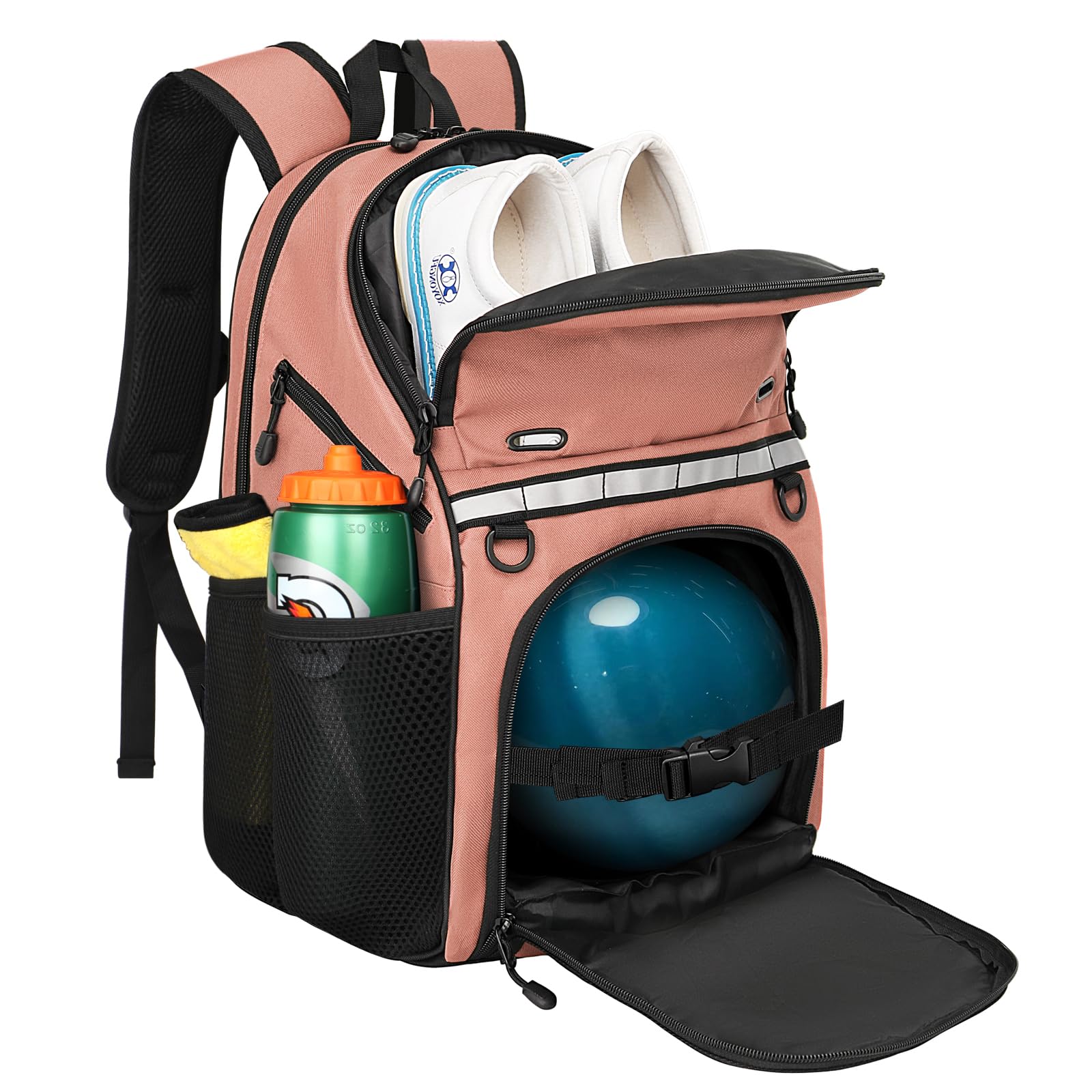 Goloni Bowling Backpack,Single Ball Bowling Bag with Shoe Compartment Up to Size 16,Bowling Bag with Padded Ball Holder