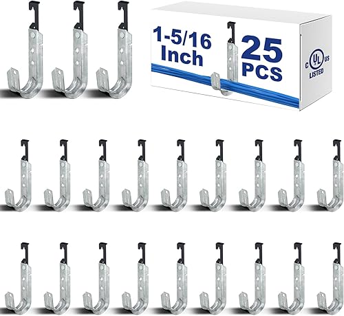Miniatura 1 de Zonon 25 ganchos en J de metal con soporte para cables, ganchos en J con ala de murciélago, ganchos de acero galvanizado G60 resistentes para