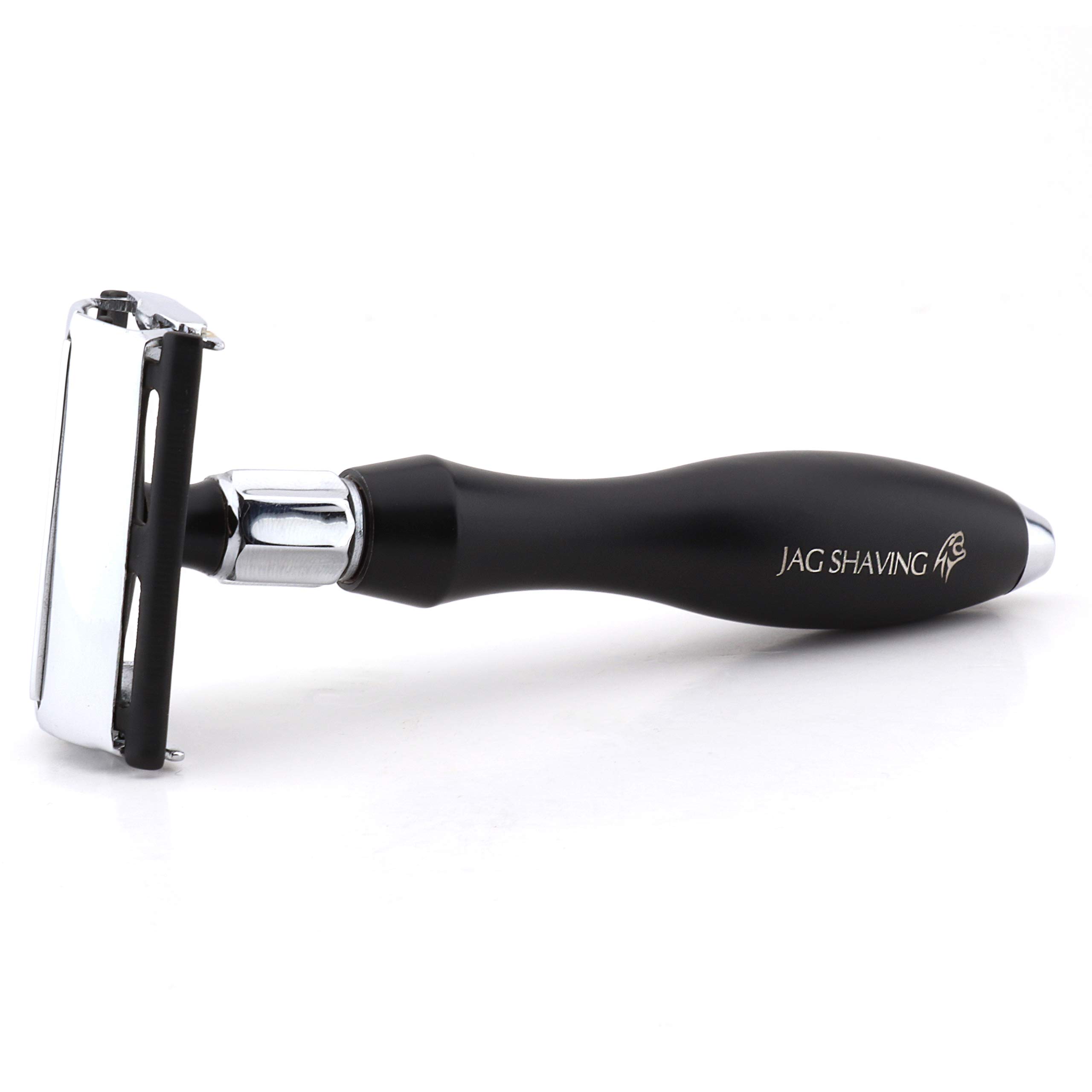 Jag ShavingSafety Razor for Men & Women Double Edge Twist to Open Butterfly Razor Black Matte Handle Single Blade Reusable Shaving Razor for Perfect Shave