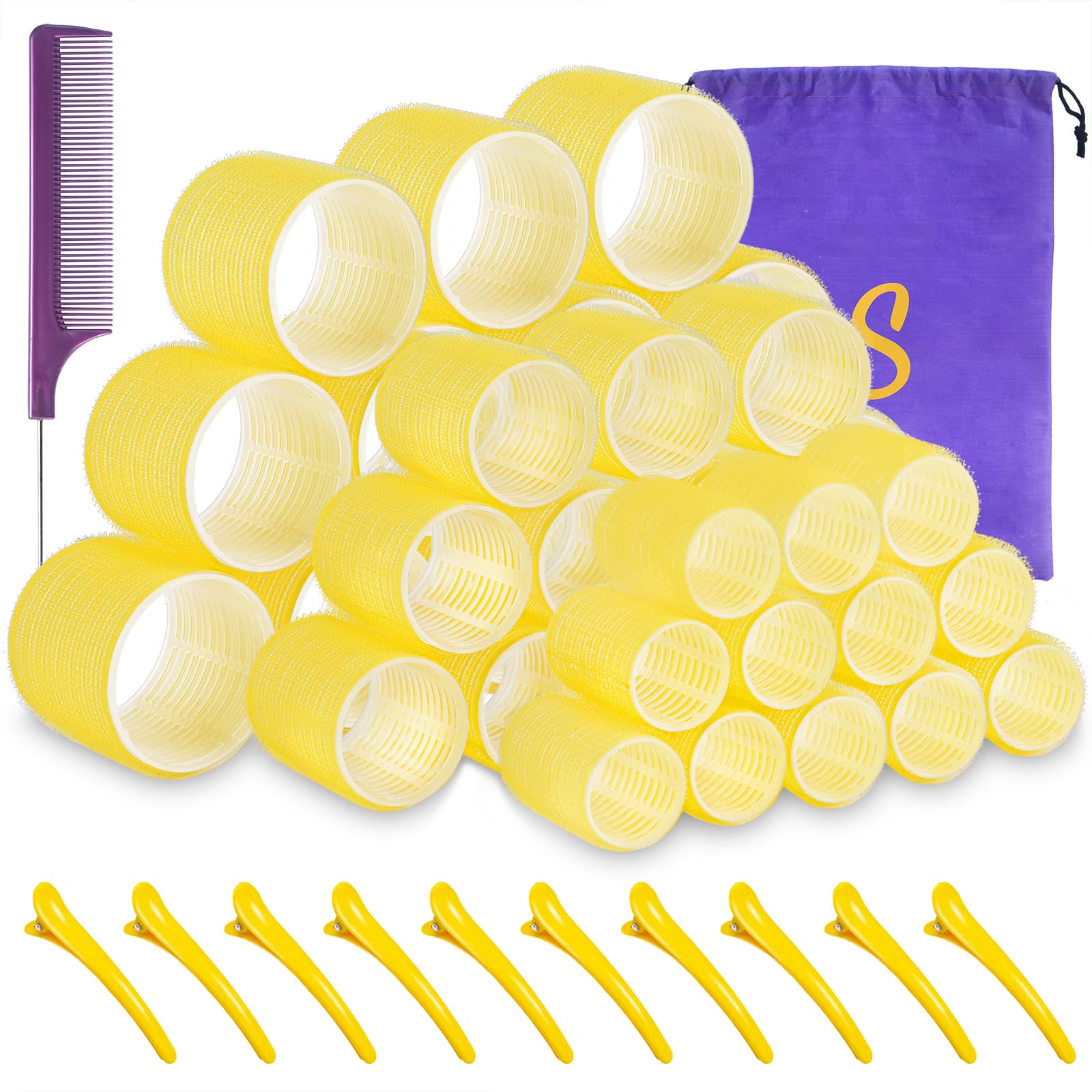 Self grip hair roller set 36 pcs,Heatless hair curlers,Hair rollers ...
