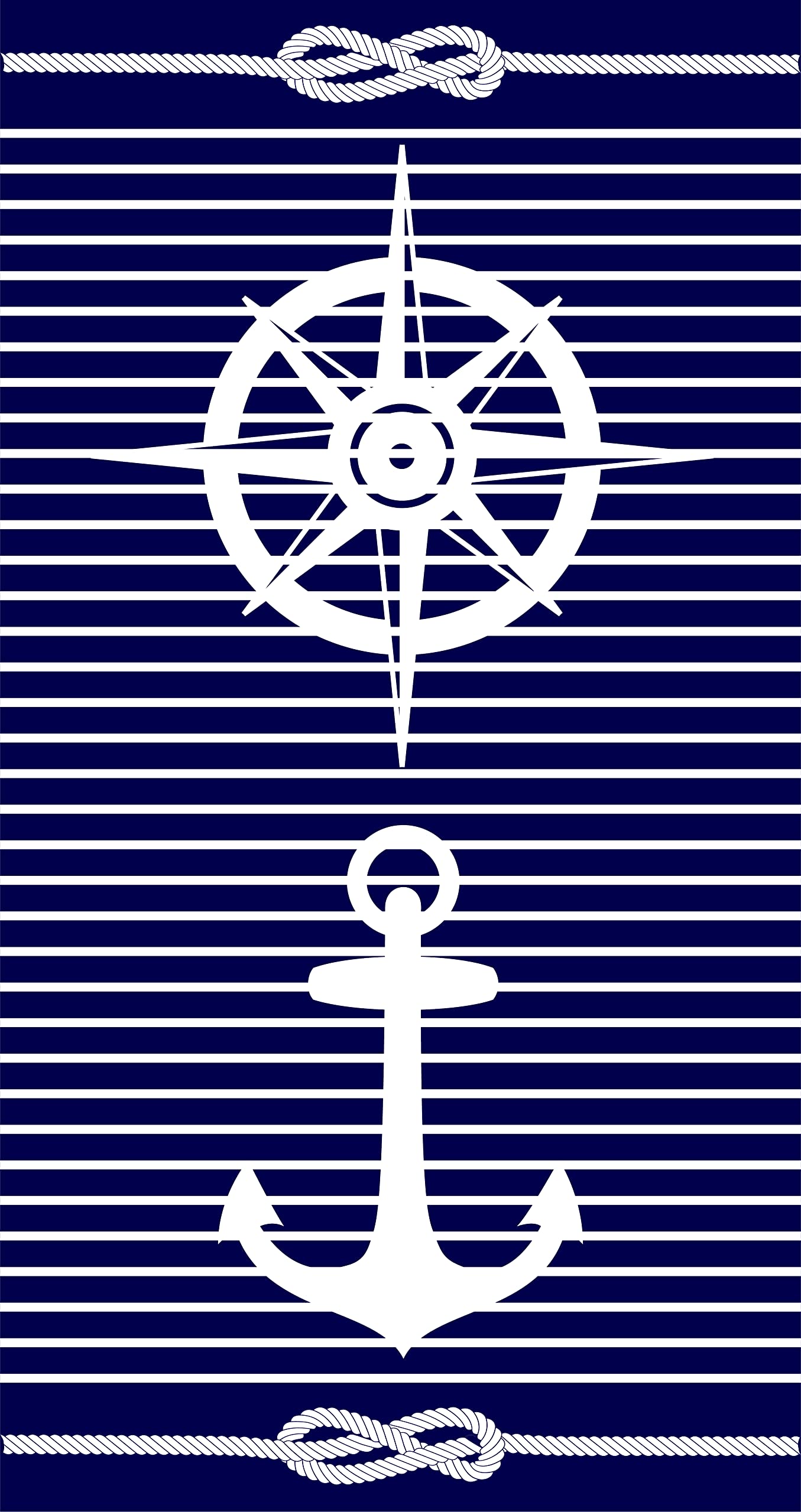 Miracle Home. Egyptian Cotton Rudder-Anchor Towel 100% Egyptian Cotton, 90 x 165, Navy Blue, 12037, 90 X 165. Algodón egipcio