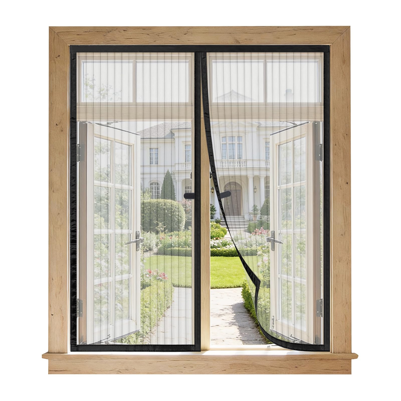 BUIRTLY Magnetic Mosquito Net for Windows 70 x 90 cm – Anti-Mosquito Curtain with Automatic Magnet Closure – Fine Mesh Anti Insect Easy to Install for Windows, Balcony and Kitchen – Black