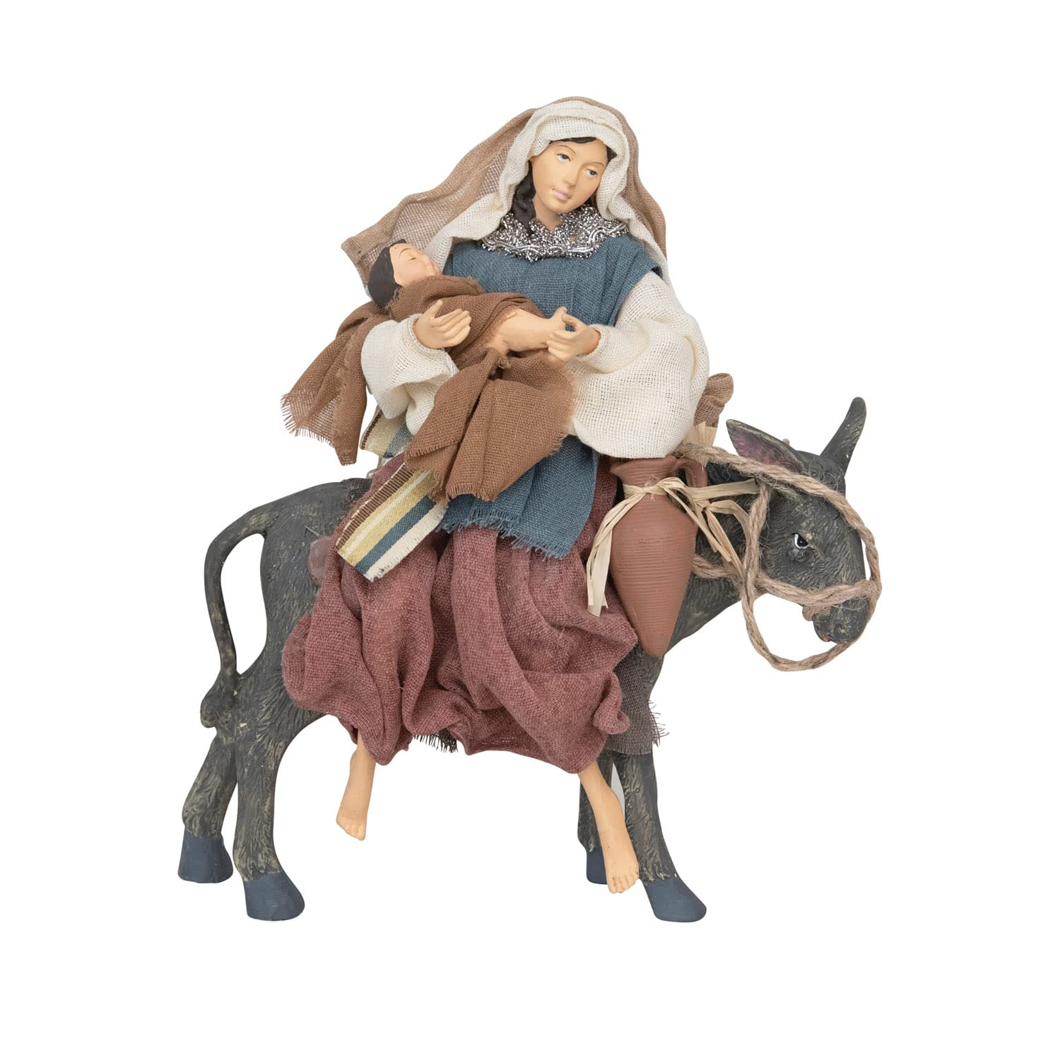 Creative Co-Op Handmade Resin and Fabric Virgin Mary on Donkey, Multicolor