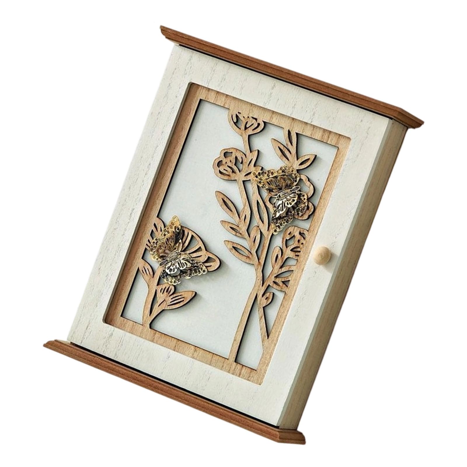 Tsophreniq Sturdy Wood Storage Box Wall Mounted Resistant Compartment Multipurpose Hook Vintage Entryway Organizers Space Saving Storage Wall Holder