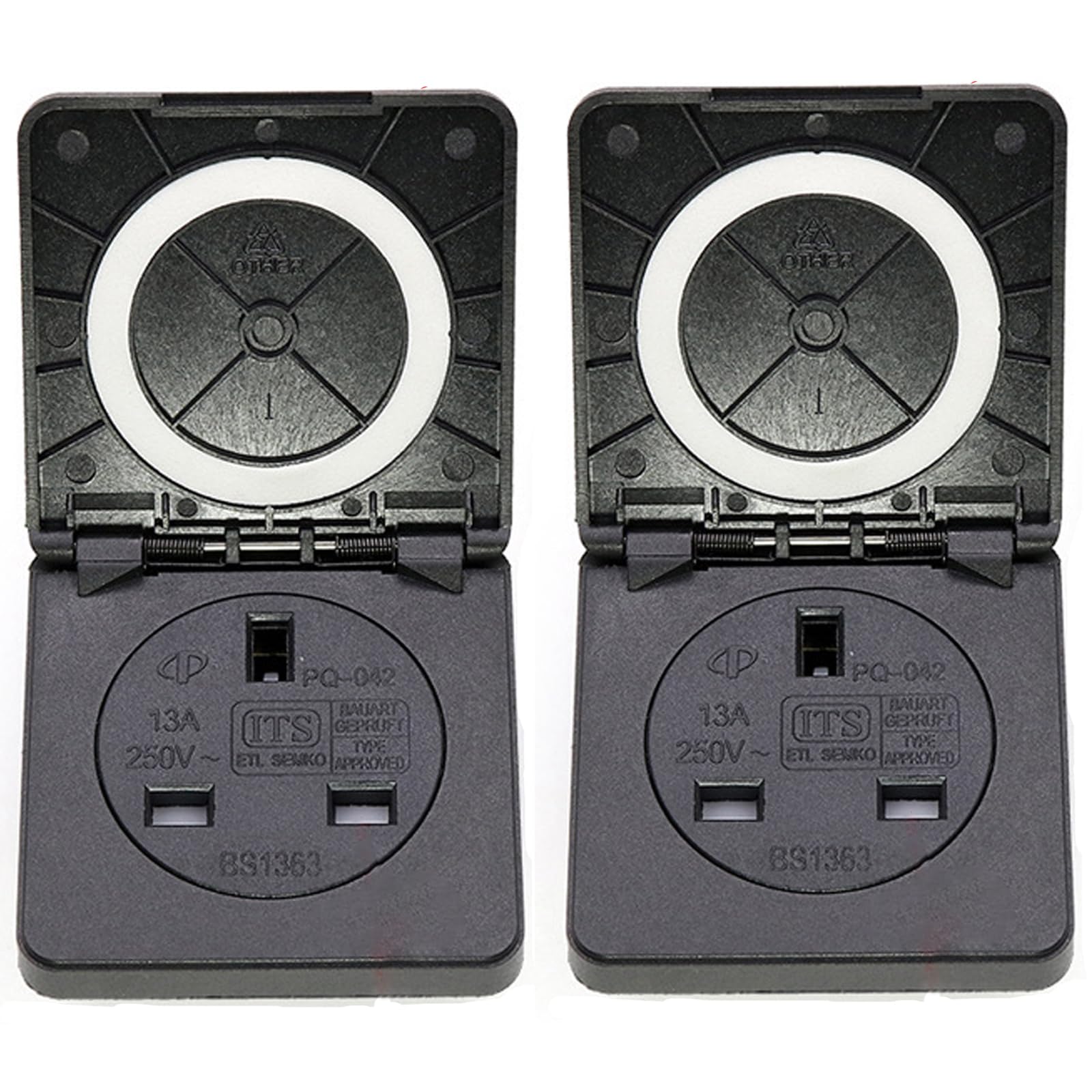 2Pcs IP44 Heavy Duty Waterproof Socket with 3-Pin Plug - Industrial Wall Electrical Outlets for RV, Boat, Balcony, Garden