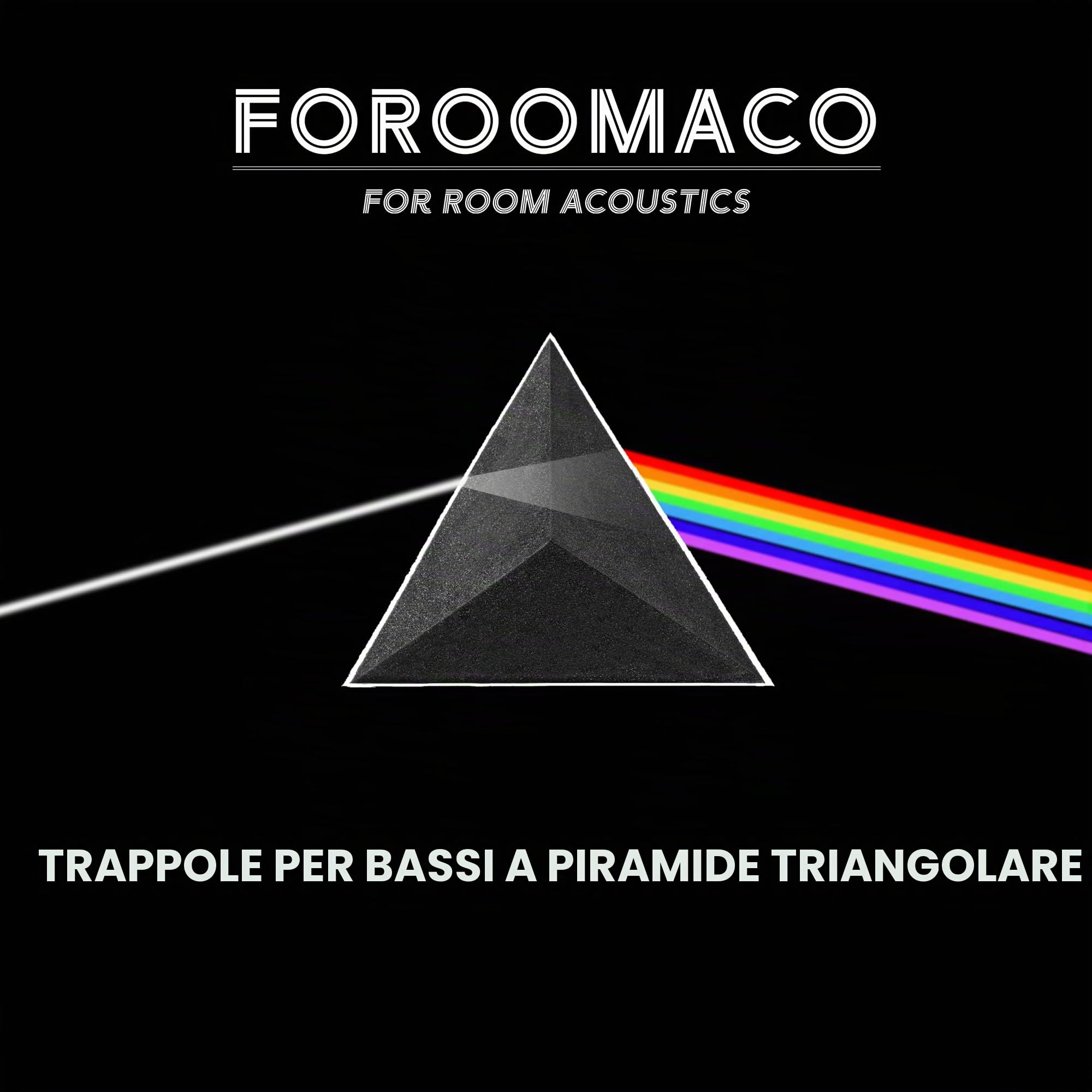 Foroomaco Confezione da 4 trappole per basso per angolo del soffitto, triangolari da 41,9 cm, profondità 30,5 cm, piramide triangolare, in schiuma acustica, per studio domestico, schiuma a prova di