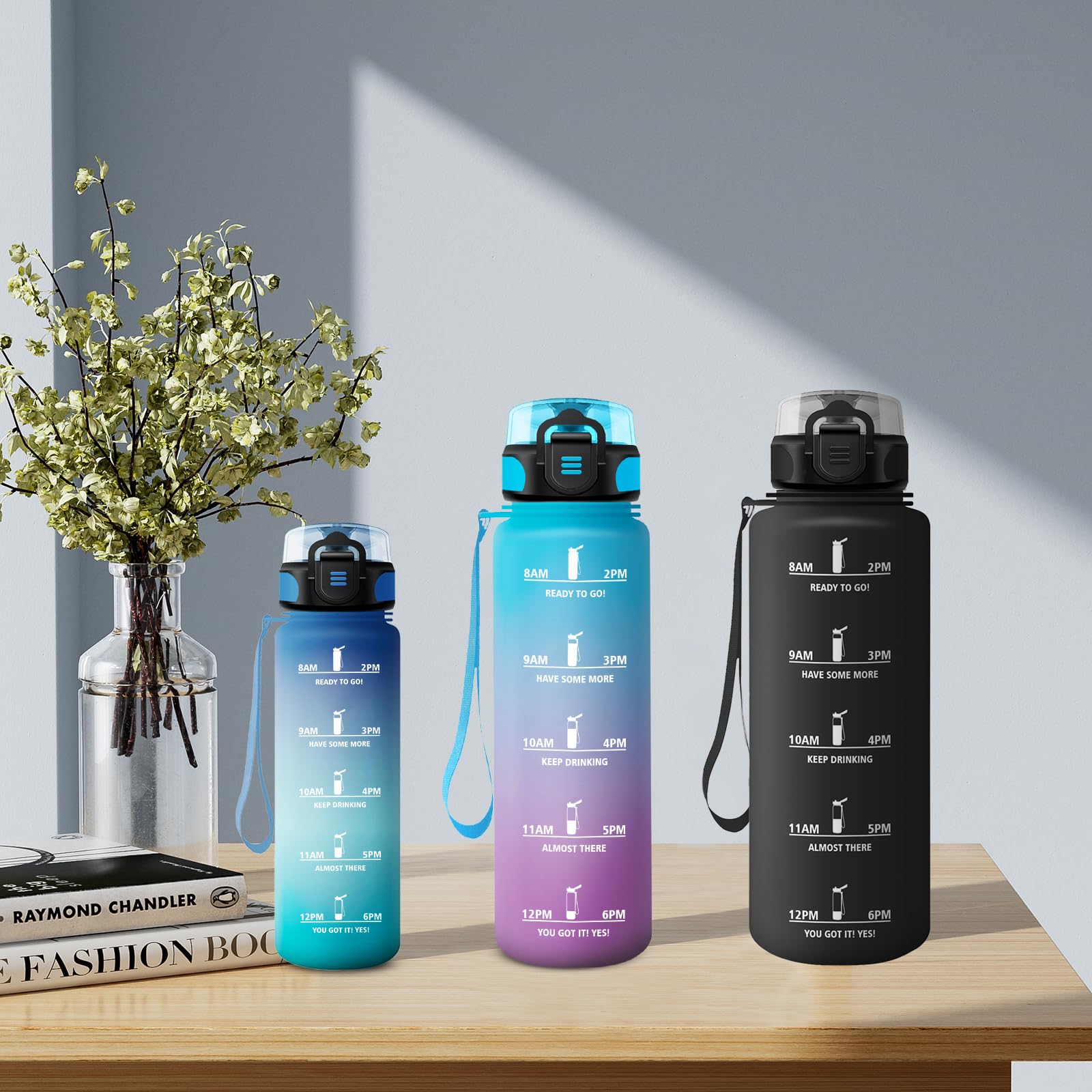 KollyKolla Gourde Enfant 500ml Avec Paille - Bouteille Sport Réutilisable Marqueur Temps