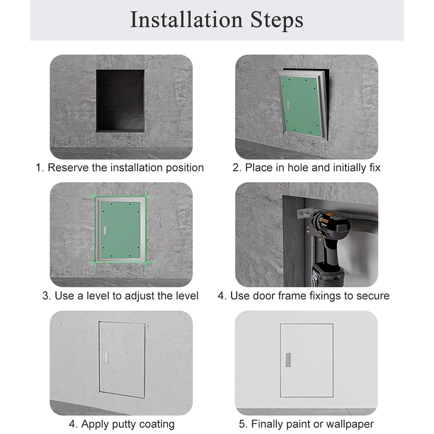 Pannello di accesso della parete per cartongesso, porta di accesso in cartongesso con telaio in alluminio, copertura elettrica del portello di ispezione