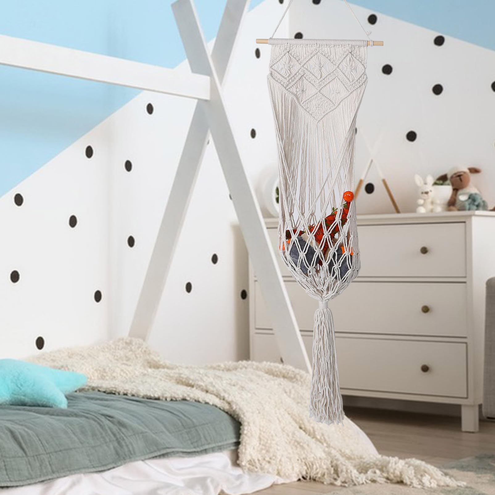 Generisch Wandbehang Spielzeugnetz Stofftier Plüschtier Aufbewahrungsnetz Organizer Makramee Spielzeug Display Für Kinderzimmer Und Kindergarten Über Tür Organizer