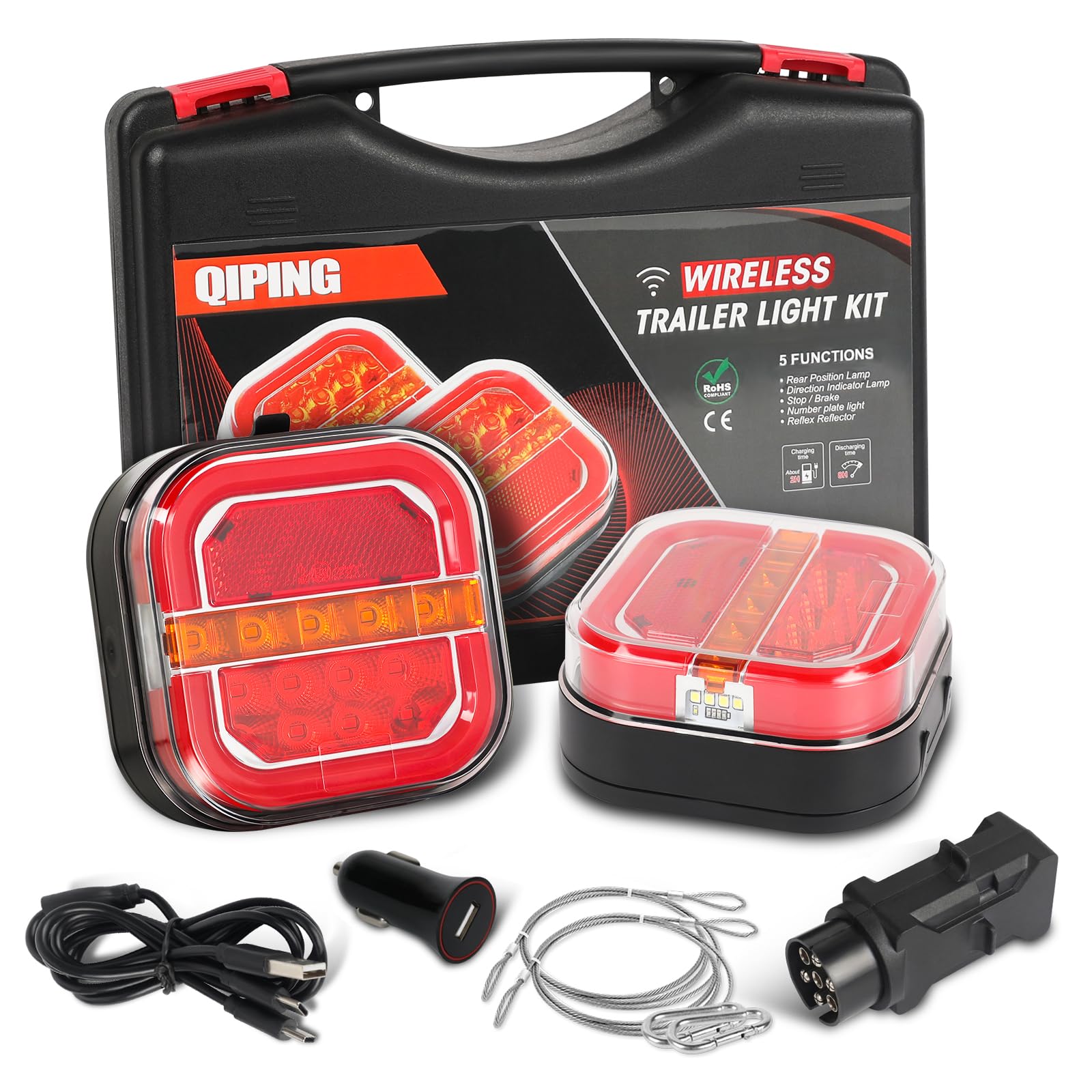 inalámbrica Luces traseras remolque led magnéticas 12v wireless - recargable, impermeable, sin cable, homologada E