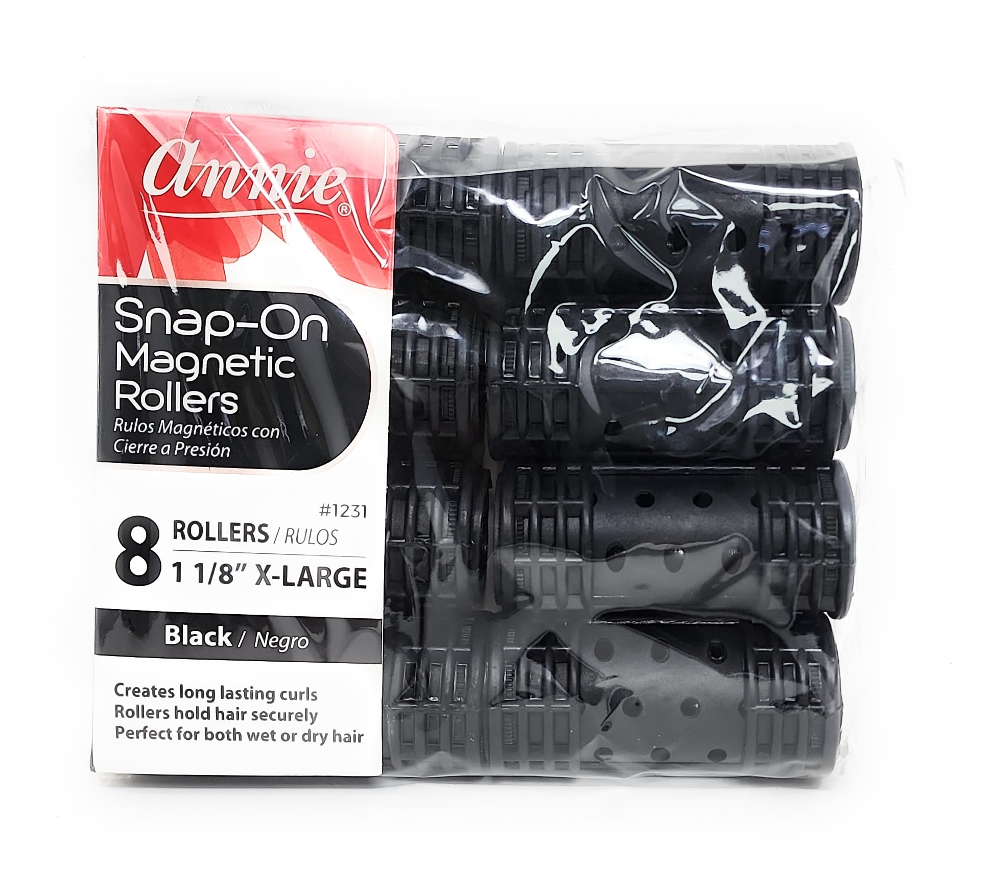 Snap On Magnetic Rollers 1 1/8" Black 8 pack