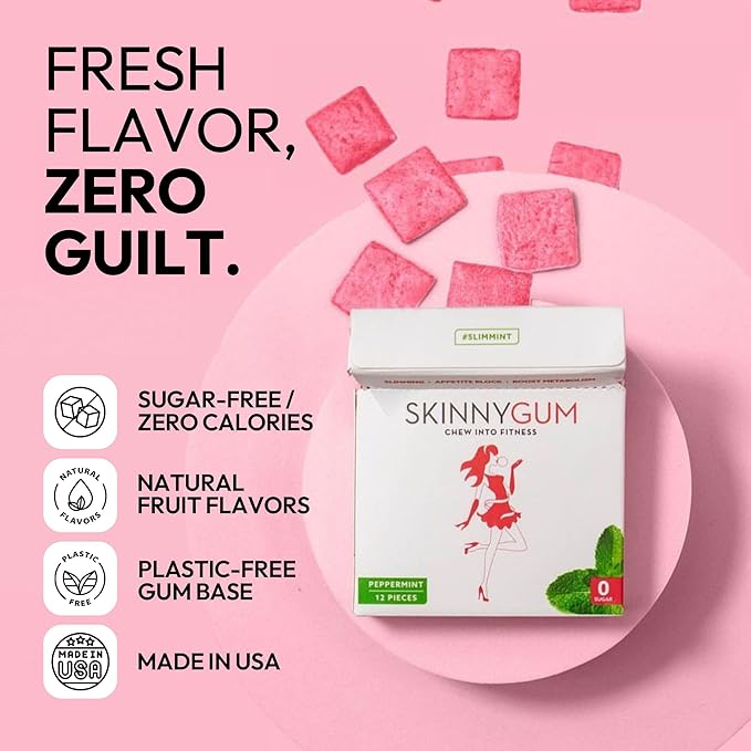 Skinny Gum Chicle Sin Azúcar Sabor Menta Natural 1.27 oz miniatura 4
