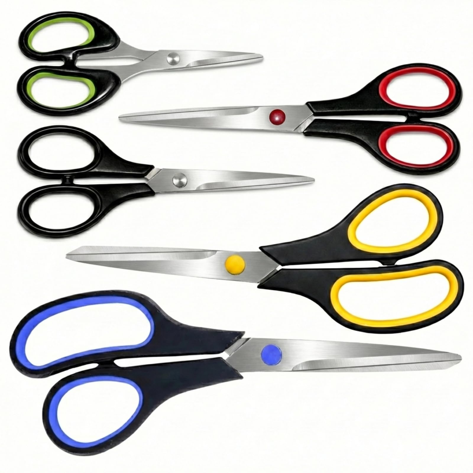 Scissors Set of 5 Stainless Steel Multipurpose Kitchen, Office & Craft Scissors Small, Medium & Large Sizes Sharp Blades for Household Use