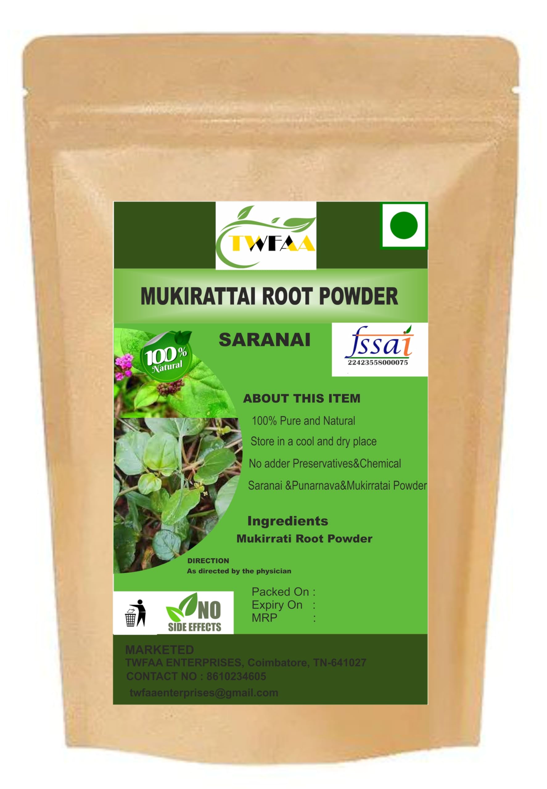 Twfaa Mukkirattai Keerai (Punarnava) Roots Powder 200 gm (B0CH8TGH74) Amazon Price History, Amazon Price Tracker