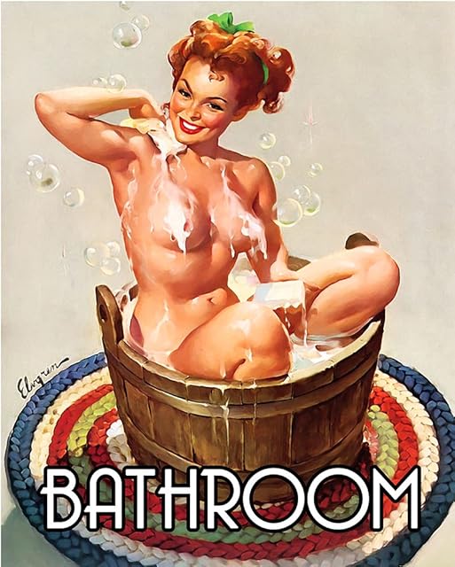 Bathroom Pinup Pin-up Girl 6x8inch Metal Wall Sign Plaque Vintage Retro Poster Art Picture Print TS178