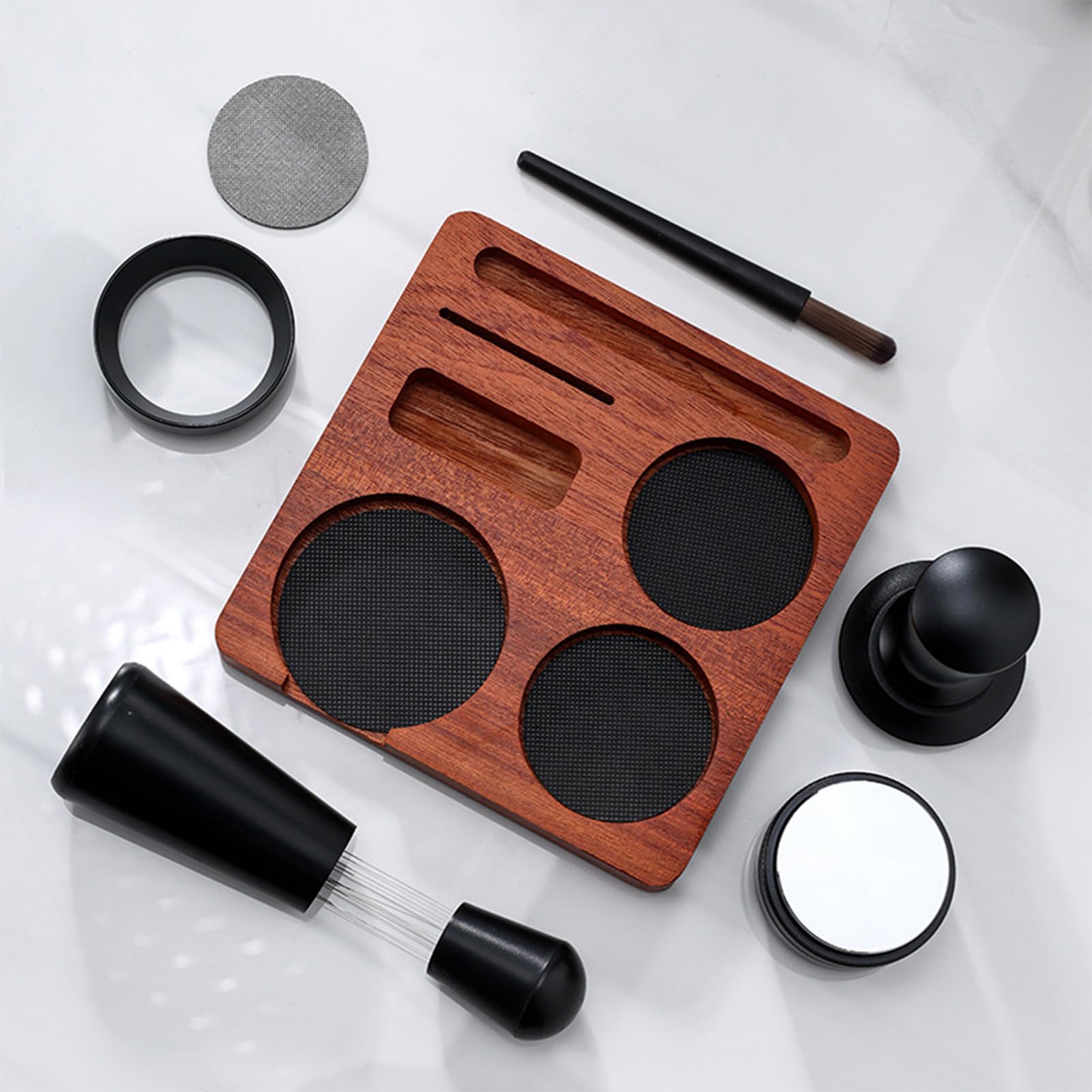 Juego de 7 prensadores ergonómicos antideslizantes universales | Juego de prensa para café para casa, estudio, bar, mostrador, tienda