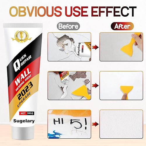 Miniatura 3 de Kit de reparación de parches de yeso con raspador, pasta de repetición de salpicaduras de pared, agente de reparación de pared, solución rápida y