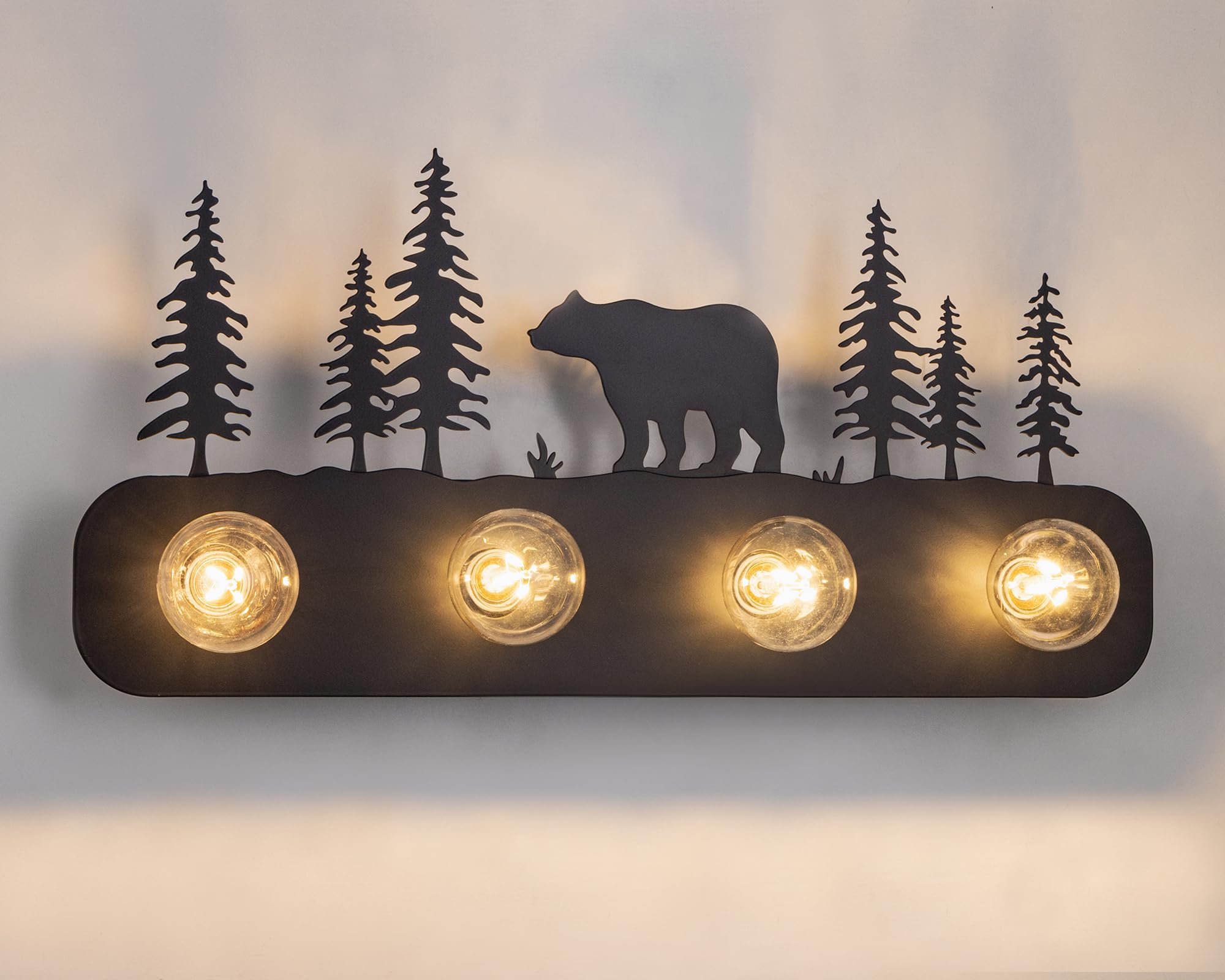 TOCHIC Rustic Bathroom Light Fixtures, 4 Lights Western Bear