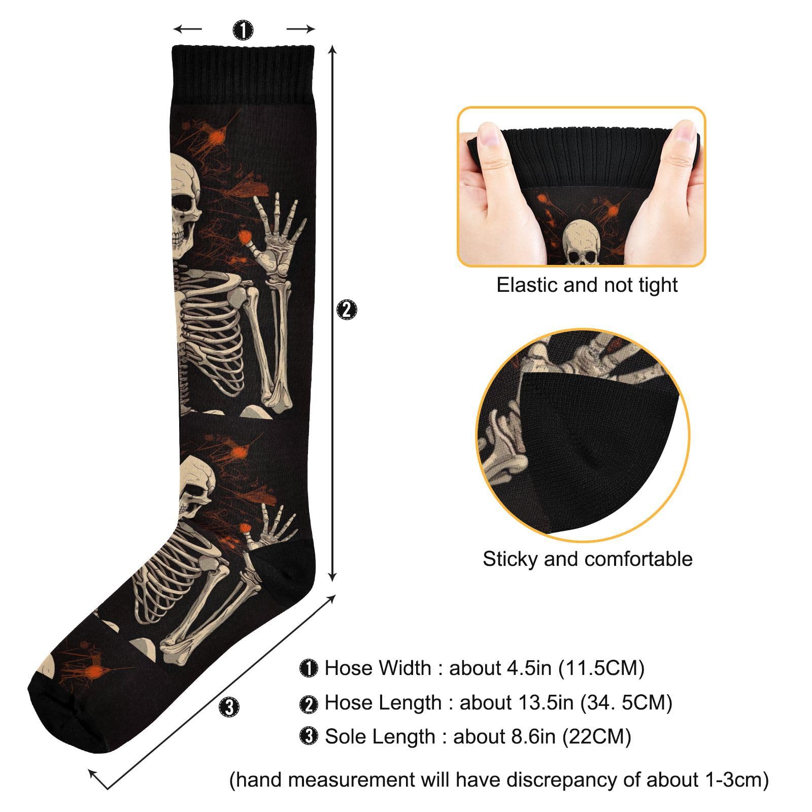Lot de 2 paires de chaussettes de compression pour homme et femme Motif tête de mort 20-30 mmHg, multicolore, S-L