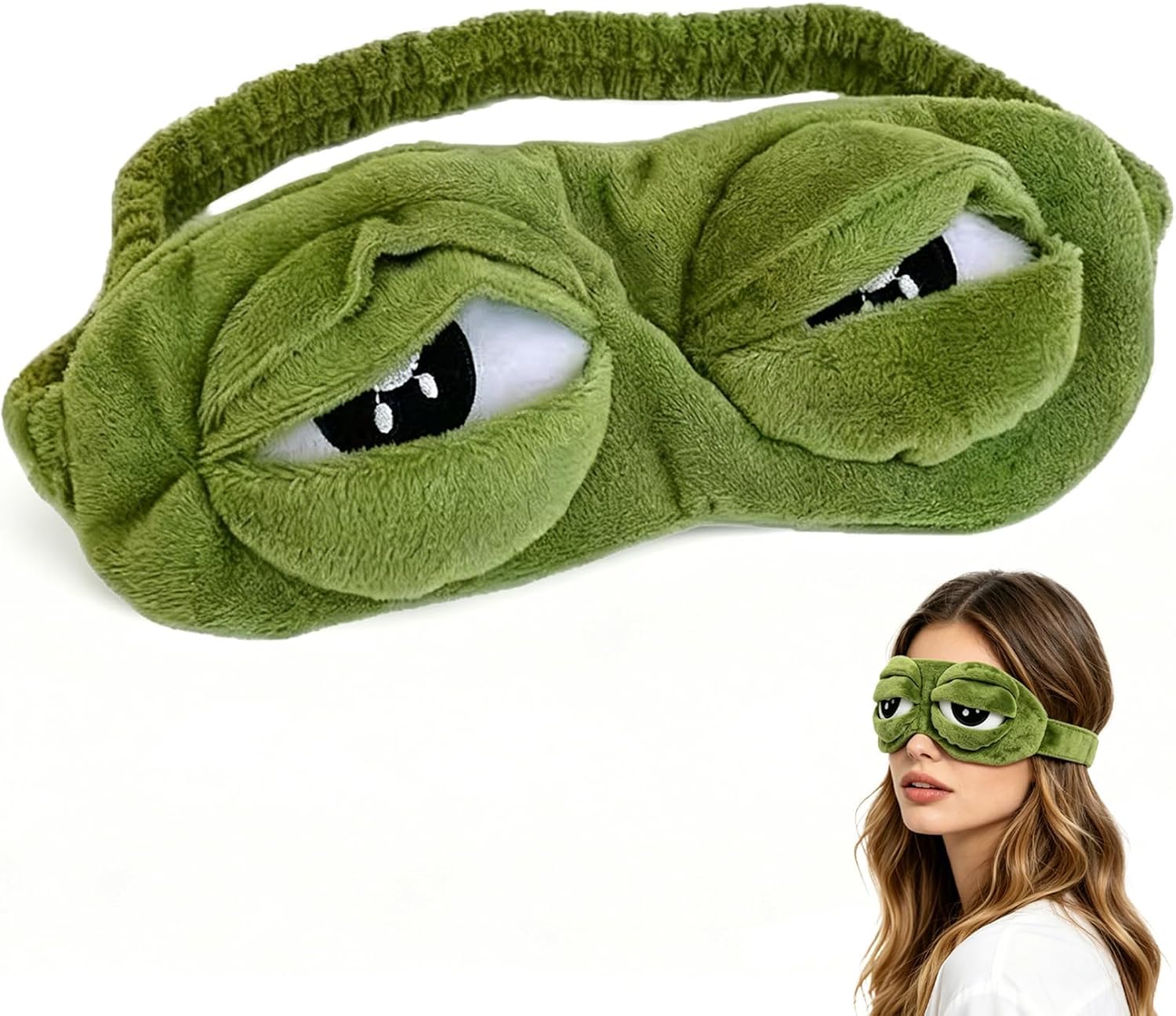 3D Frog Sleep Mask - Comfortable Adjustable Eyelids Eye Mask for Sleeping | Perfect for Home, Office, Travel | Soft Elastic Straps | Fun Gift
