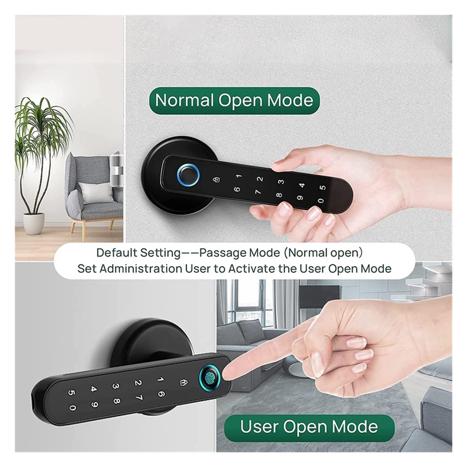 Inteligentny zamek do drzwi, Zamek drzwi odcisków palców z Bluetooth dla Tt Blokada eletronic blokada wiht biometria odcisk palca/hasło/klawisz/odblokowanie aplikacji(Single lock)