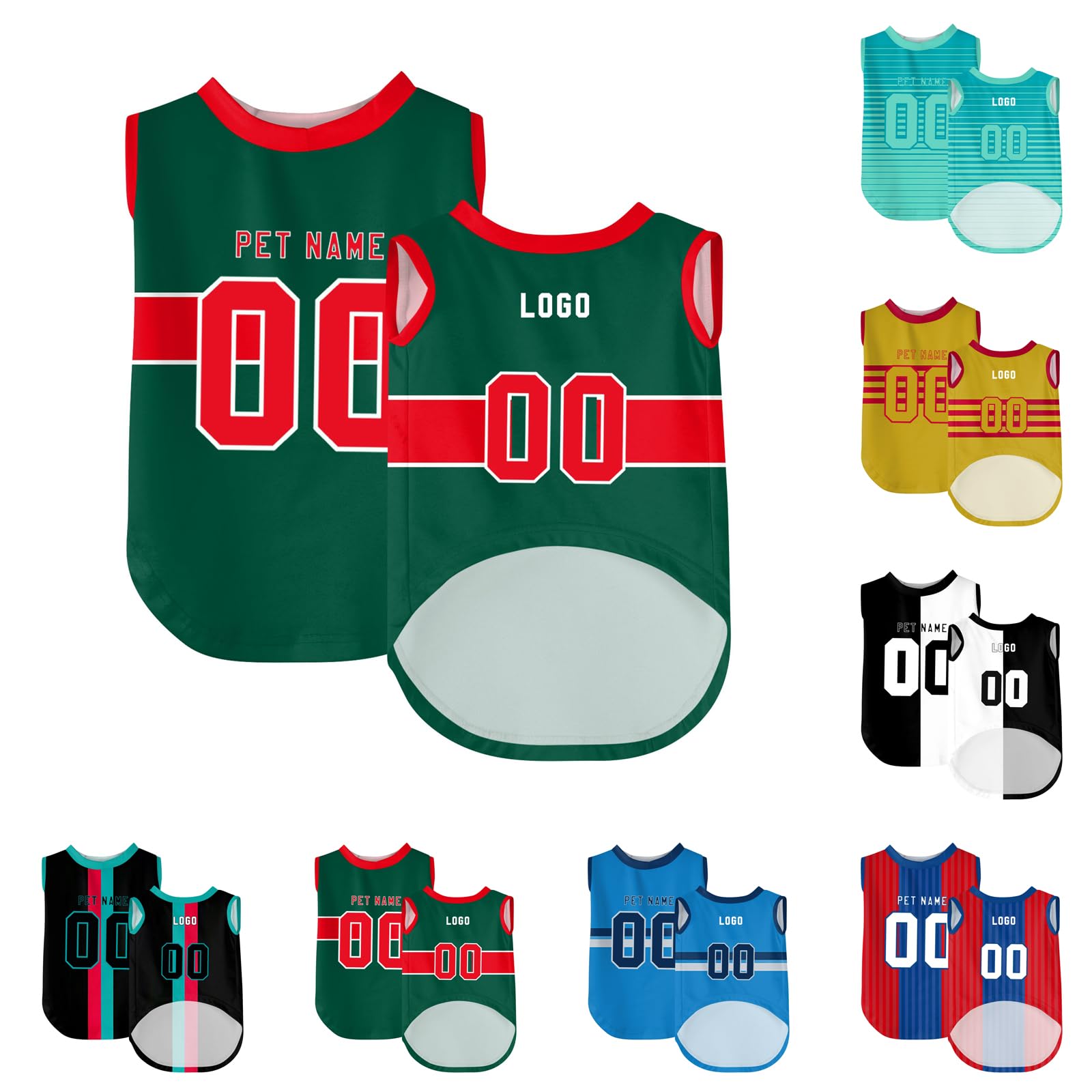 Custom Football Dog T-Shirt | Sporty Pet Jersey Vest With Digital Print For Small, Medium & Large Dogs | Lightweight Polyester Pet Clothing With Name, Number & Team Designs (Style 5)