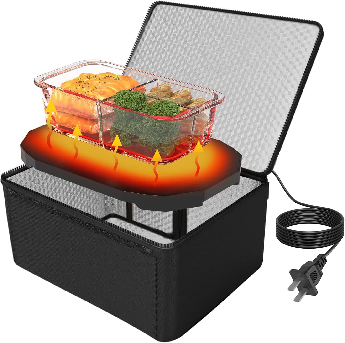 Personal Portable Oven 110V Food Warmer 110V Microwave Oven Electric Heated Launch Box Food Warming Tote Meals Reheating & Frozen/Raw Food Cooking On-The-Go for Office/Dorm/Camping Hot Food