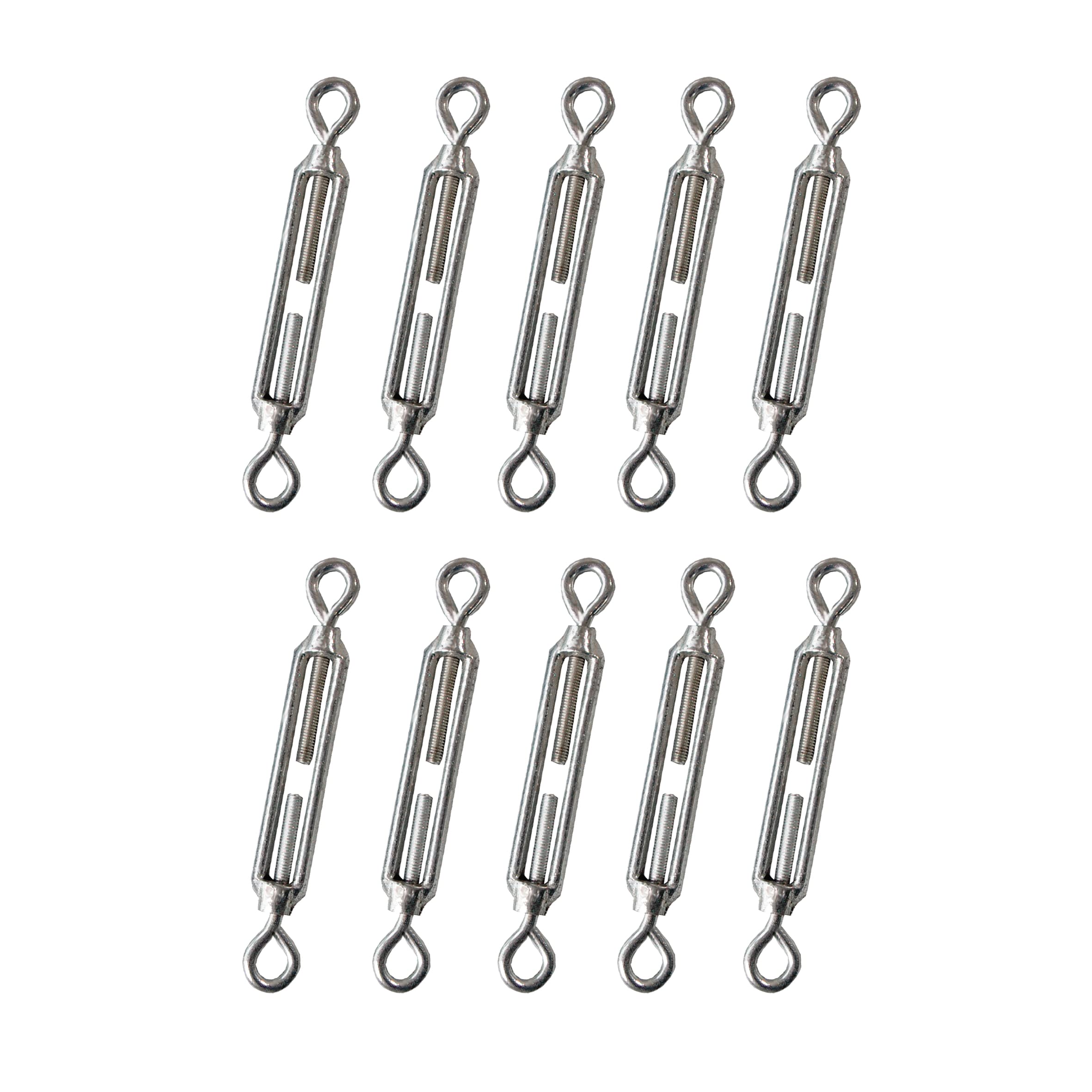 Kippen 1204AK - Confezione da 10 Pezzi di Tenditore a 2 Occhi in Acciaio Zincato. Misura 5 mm.