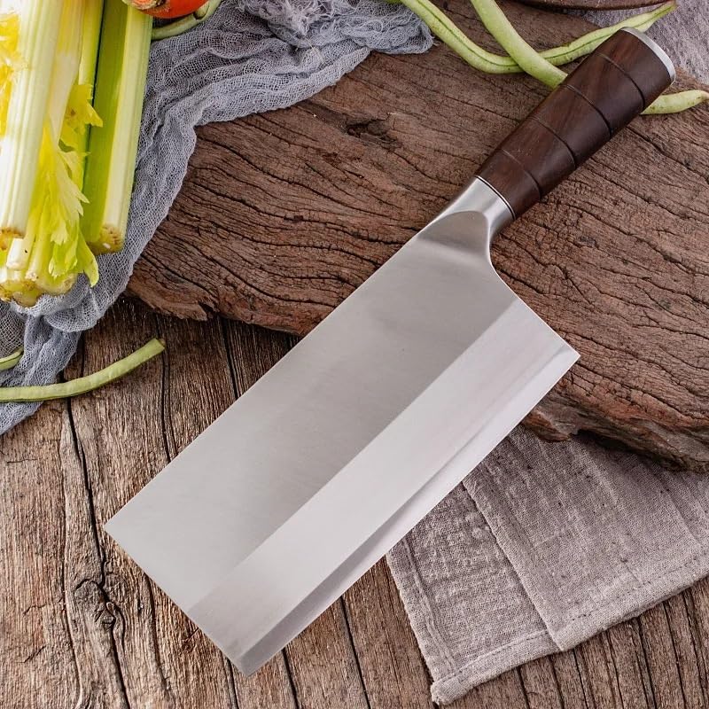 DAXXIN Meat Cleaver,Cleaver Knife, 7.2 Inch Slicing Knife 3-layer Clad Steel 9Cr18MoV Blade Cutlery Wood Handle Vegetables Cleaver Meat Kitchen Sharp Knives