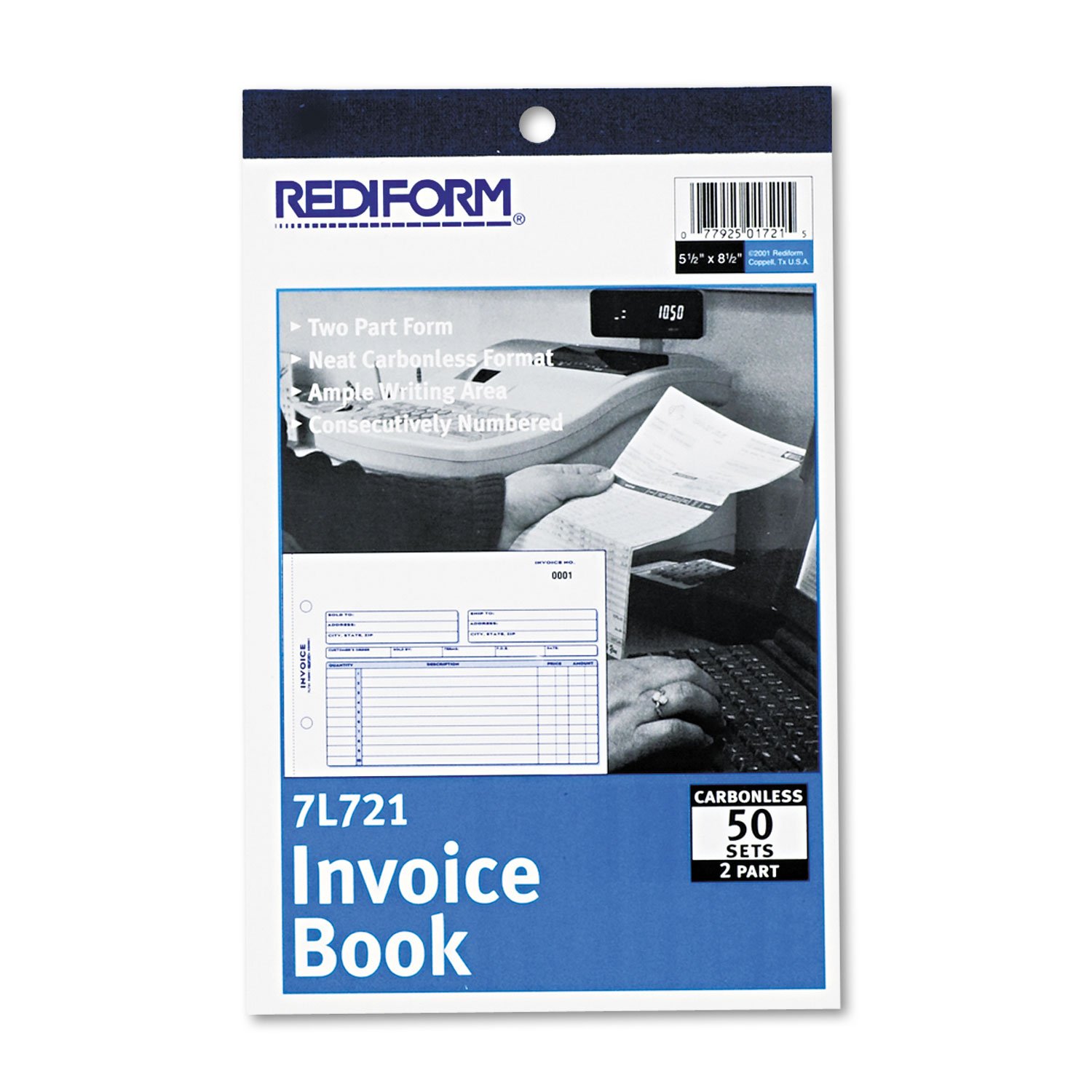 Rediform 7l721 facture livre 5 1/2 x 7 7/8 autocopiant Dupliquer 50 Sets/livre