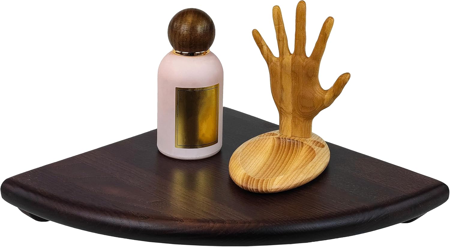 Wood Wedge Rustic Floating Corner Shelf, Storage Organizer for TV Accessories, Speaker, Cable Box, for Bathroom, Kitchen, Living & Bedroom, for Small Plant, Photo Frame, End Wall Mounted (Brown, 9.8) Brown 9,8"