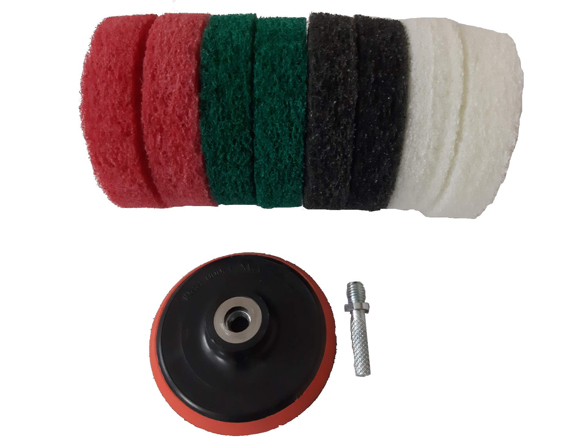 Power Scrub Set Pack Multicolor 4" (Black, Green, Red, White)- Attached with Drill Machines.