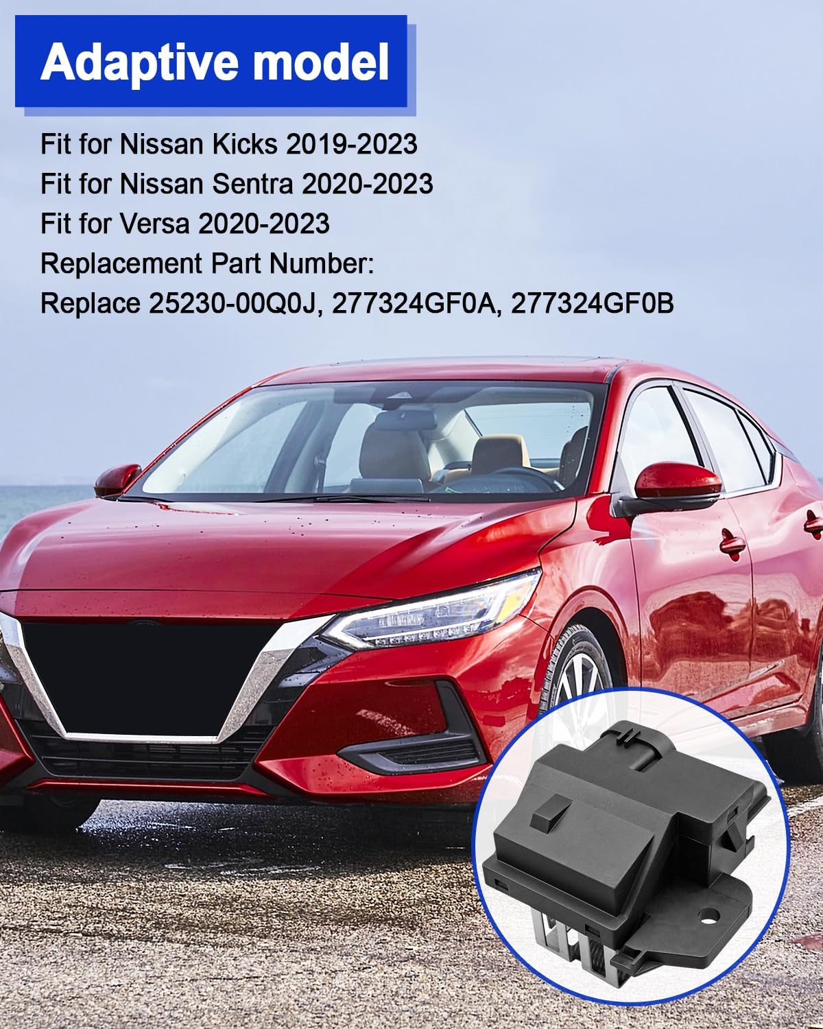 Engine Cooling Fan Relay Fit for Nissan Kicks 2019-2023 Sentra Versa 2020 2021 2022 2023, Engine Radiator Fan Relay Replace 25230-00Q0J 277324GF0A 277324GF0B