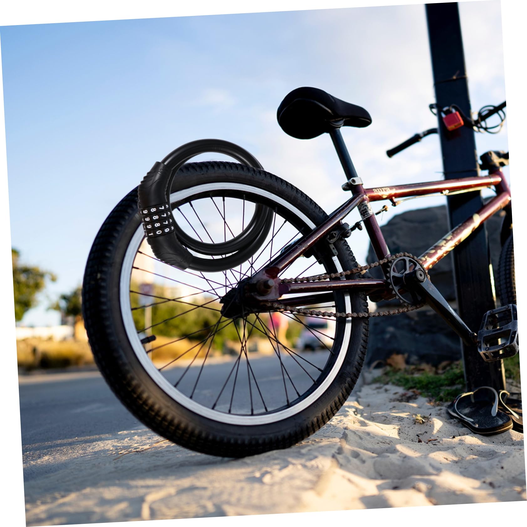 Totority Security Bike Lock 2pcs Combination Lock 4- Code Flexible Bendable for Bicycles Random Color