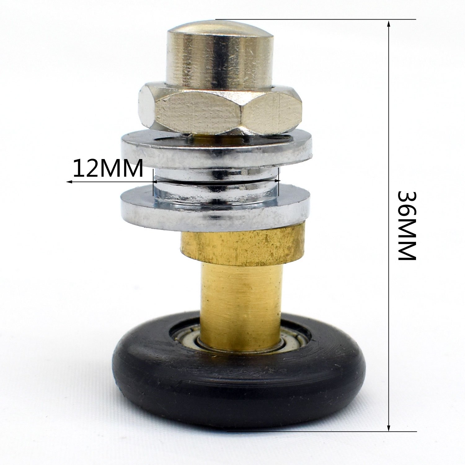 Image secondaire de Lot de 8 roulettes partielles pour porte de douche - 25 mm de diamètre
